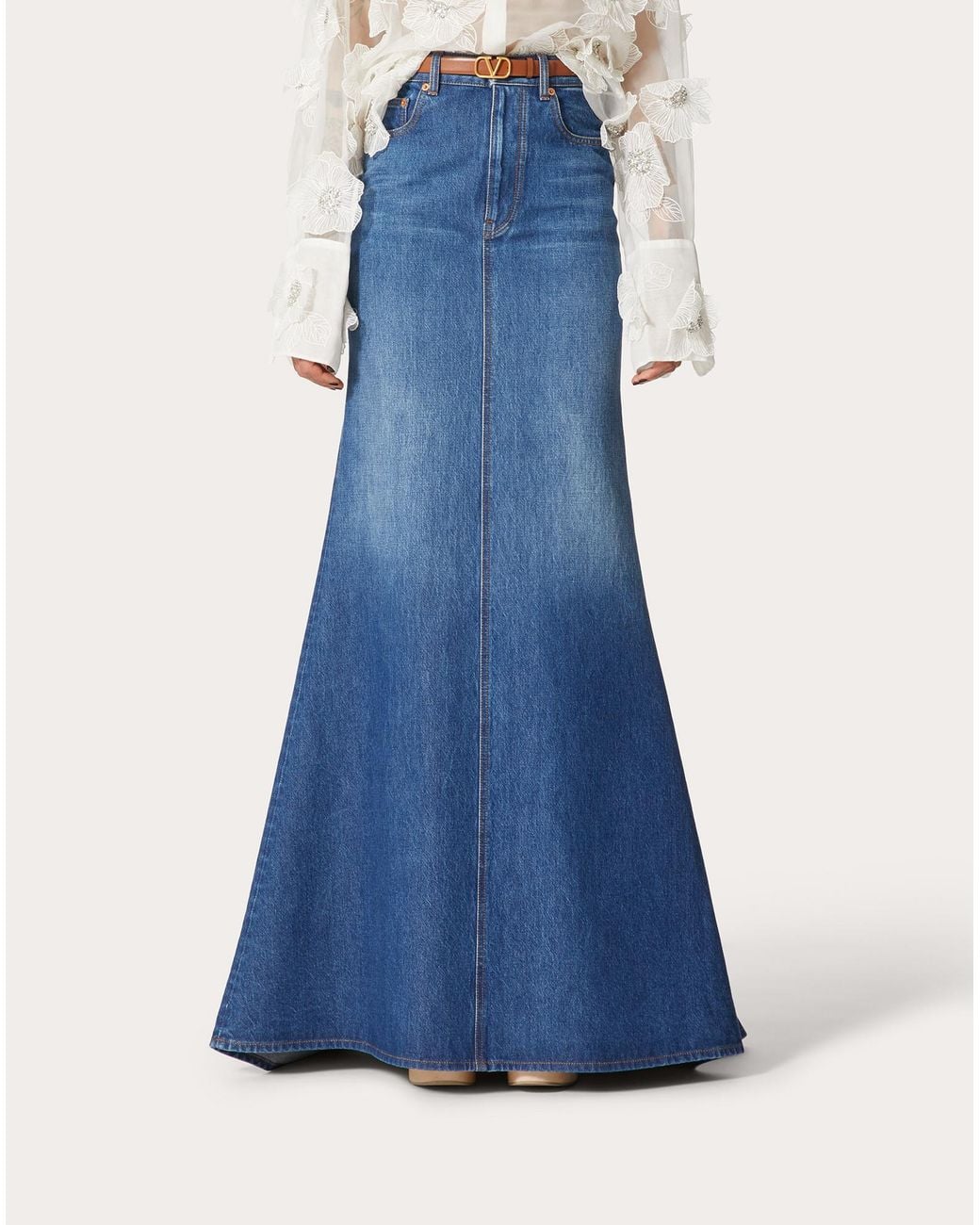 Valentino Blue High Waist Denim Skirt