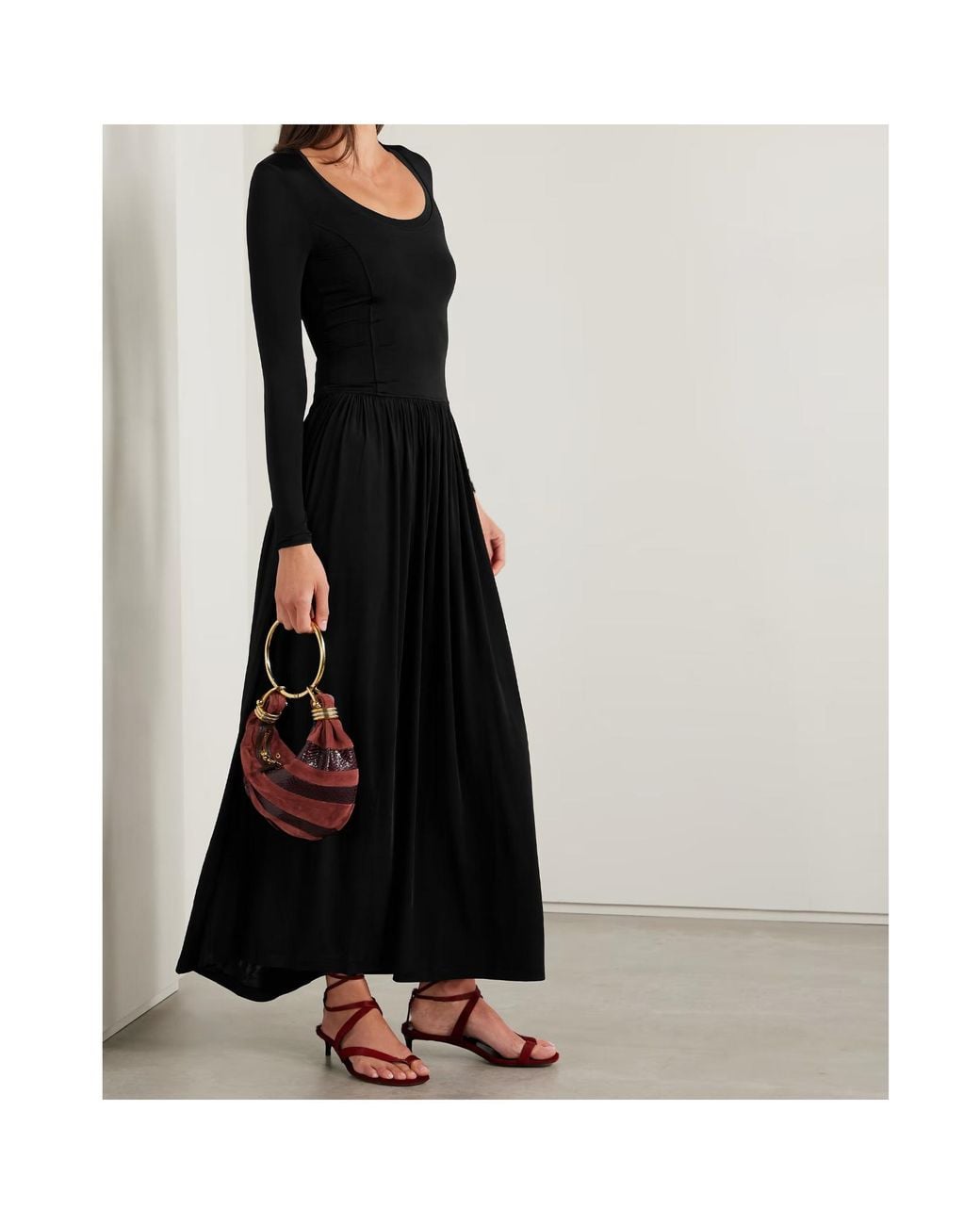Ulla Johnson Black Amal Gathered Stretch-Jersey Maxi Dress