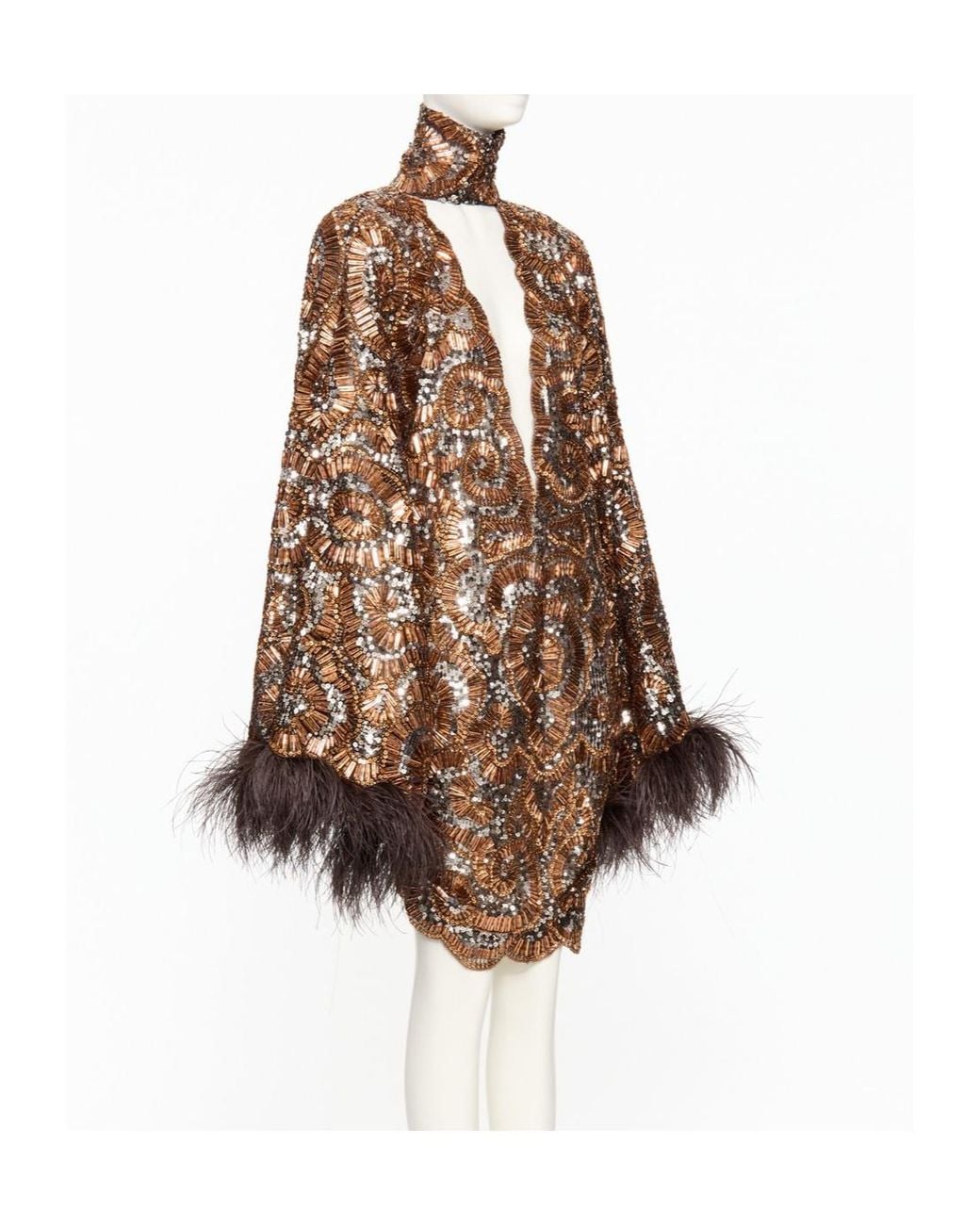 Valentino Brown Long-Sleeved Dress