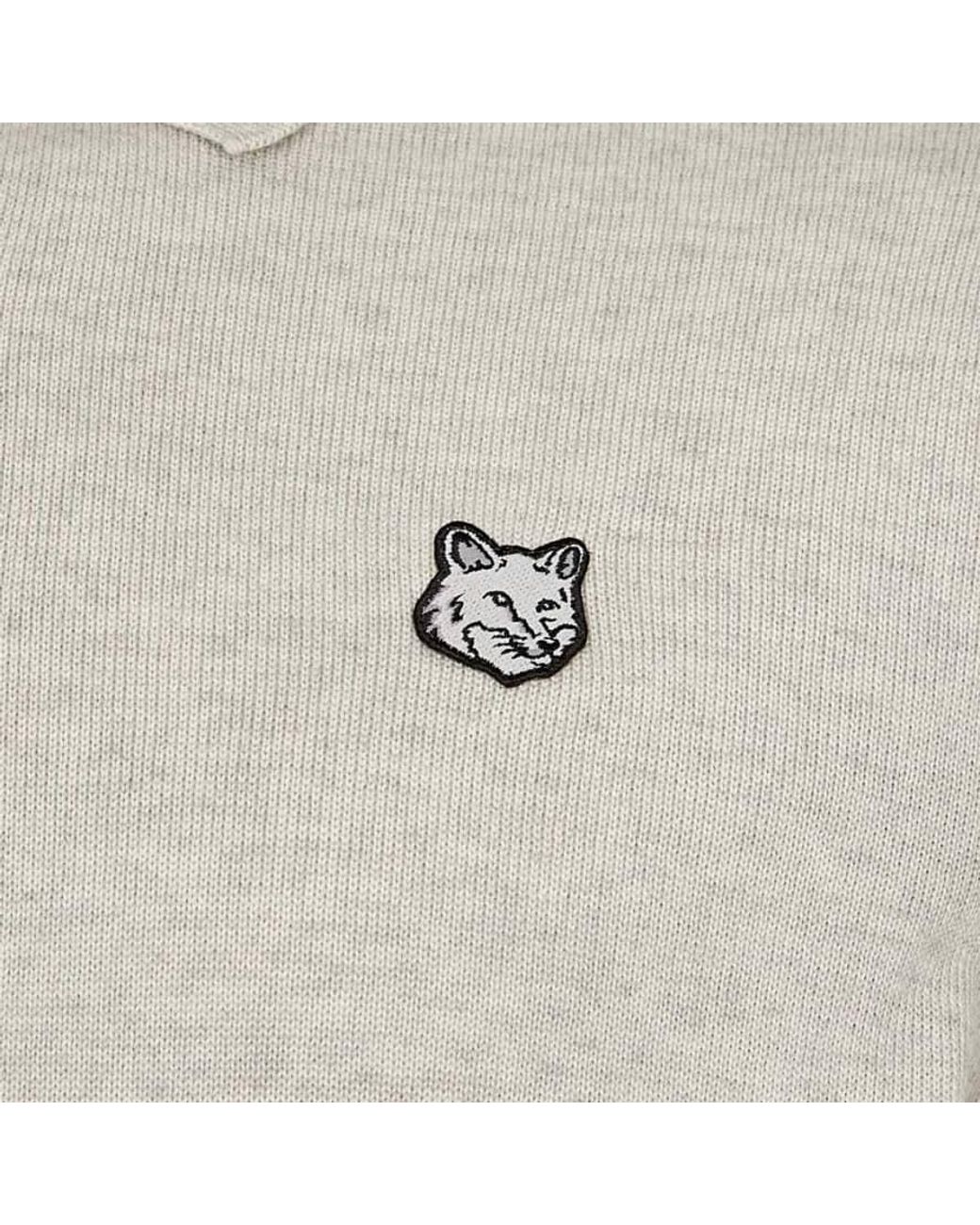 Maison Kitsuné Gray Maison Kitsuné Fox Head Patch Knit Polo Shirt for men