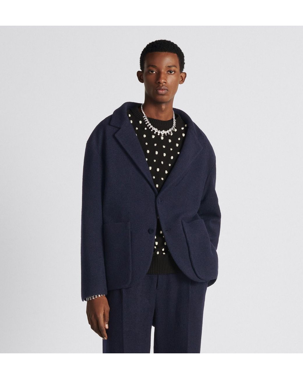 Dior Blue Off-The-Shoulder Jacket for men