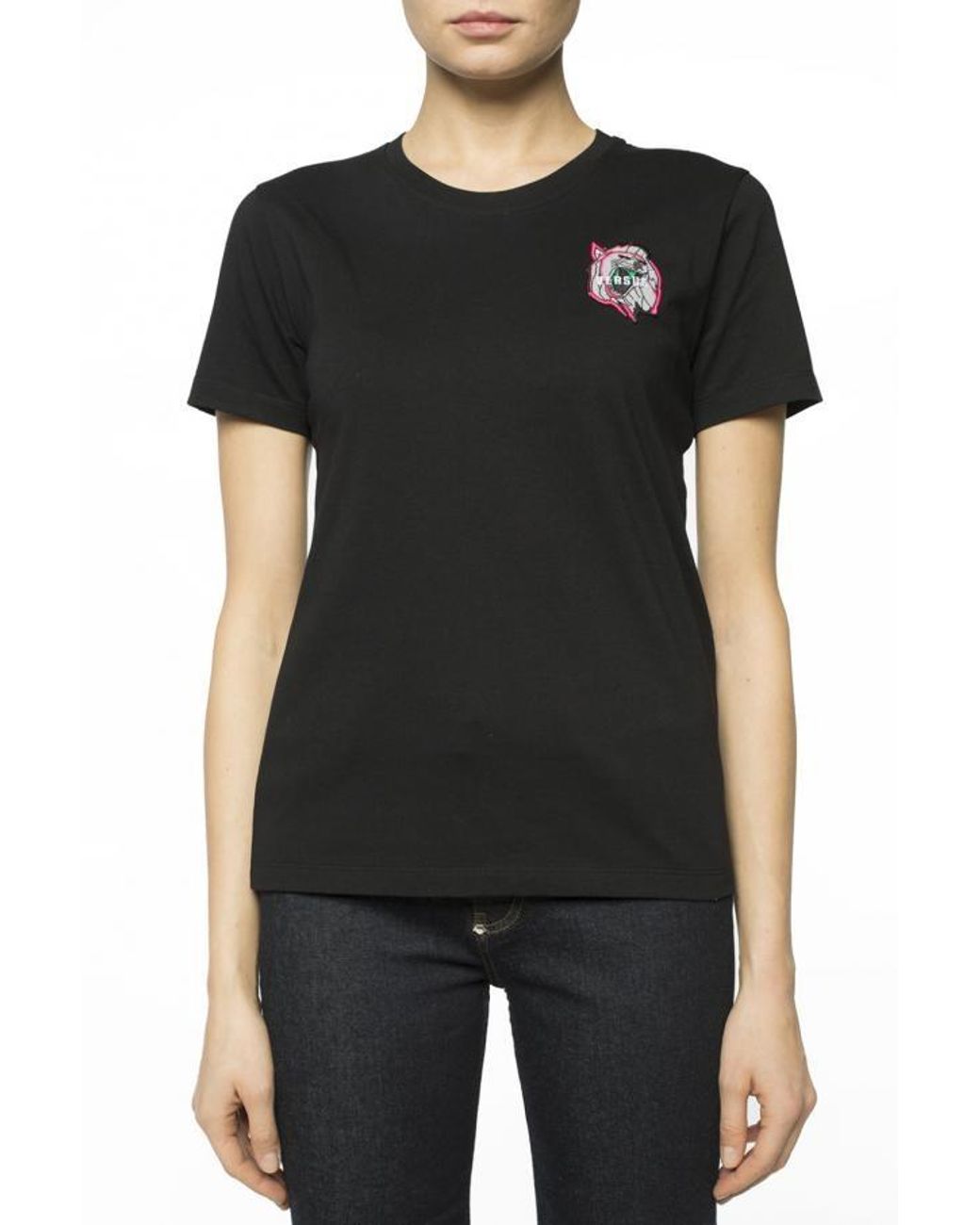 Versace Black Wolf Appliqué Short-Sleeve T-Shirt
