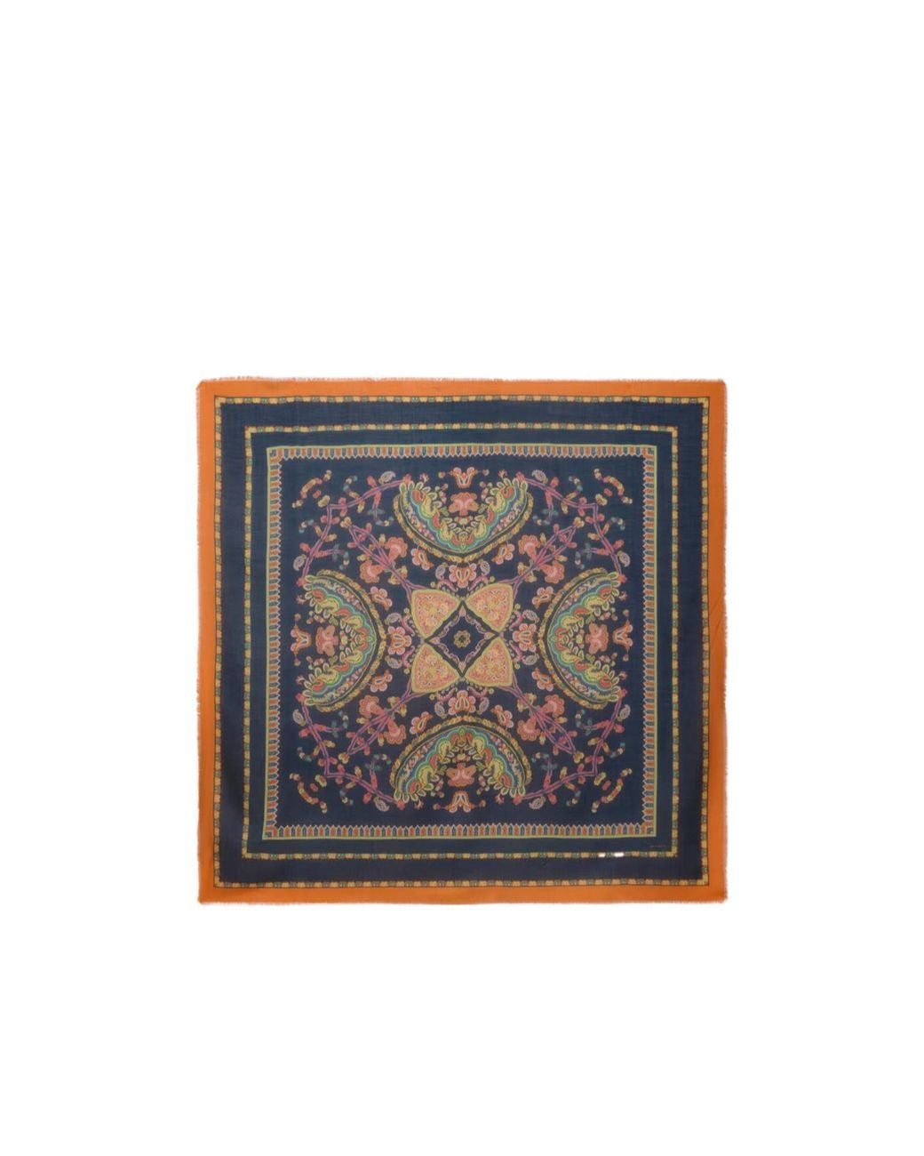 Etro Blue Paisley Border Square Shawl