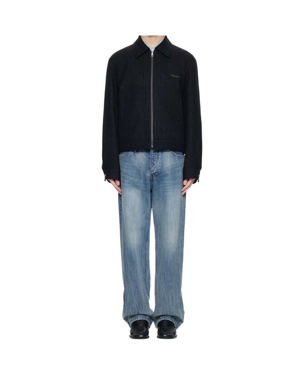 Wooyoungmi Black Logo Zip-Up Jacket for men