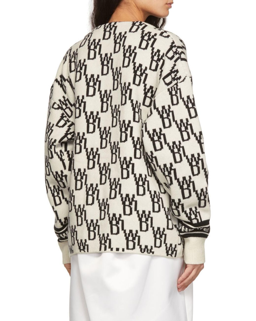 we11done Black Oversized Monogram Cardigan