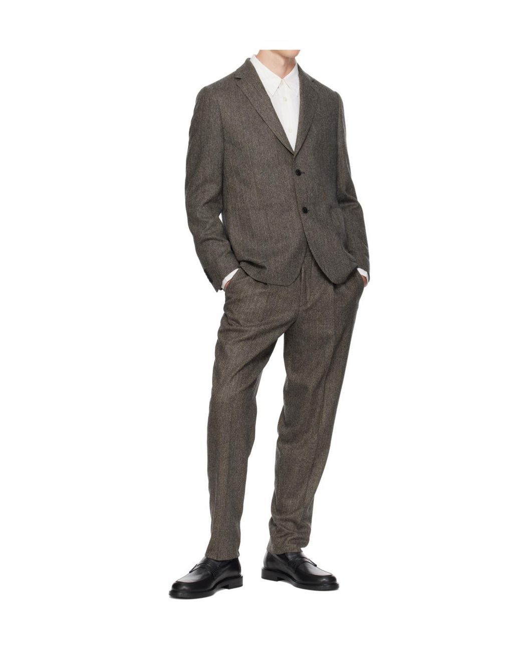 Barbour Gray Two-Button Herringbone Blazer for men