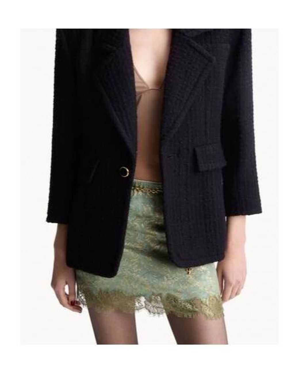 Saint Laurent Green Baroque Lace Mini Skirt