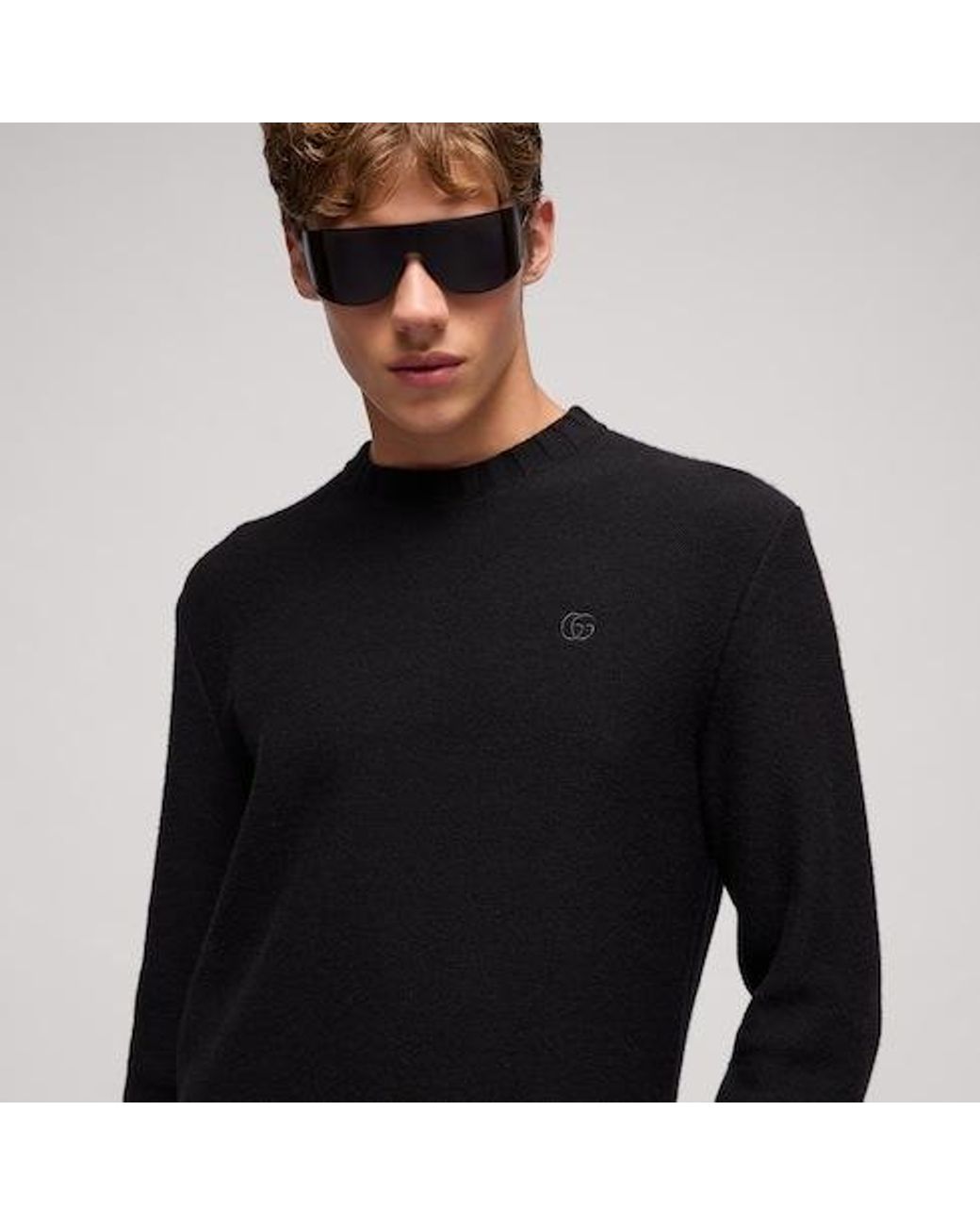 Gucci Black Logo Embroidered Knitted Jumper for men