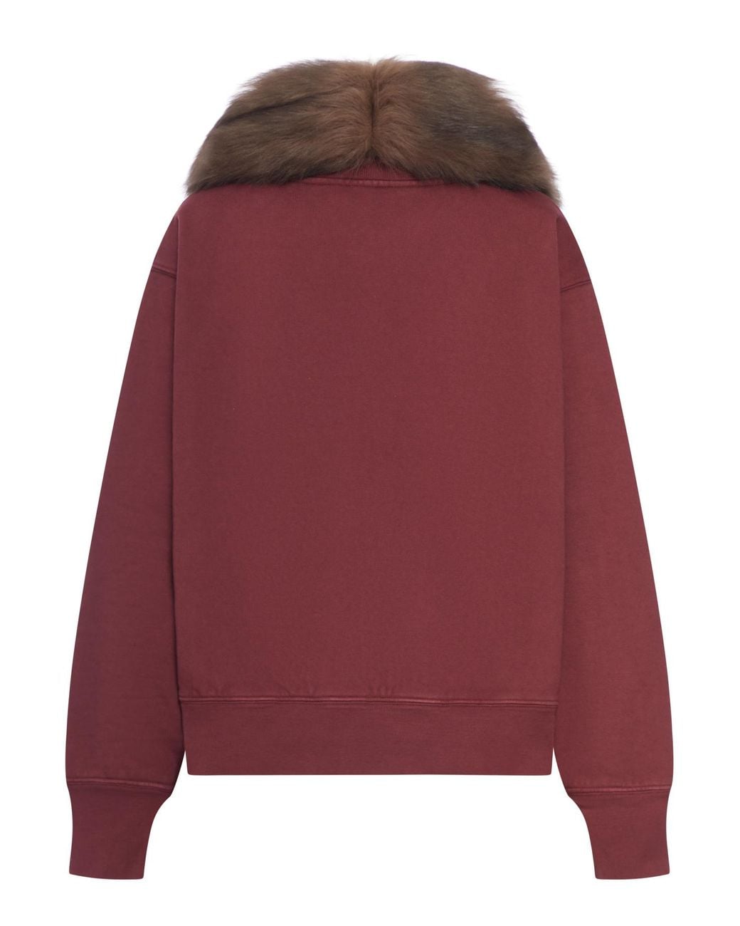 Prada Red Sweatshirt With Removable Fur Collar