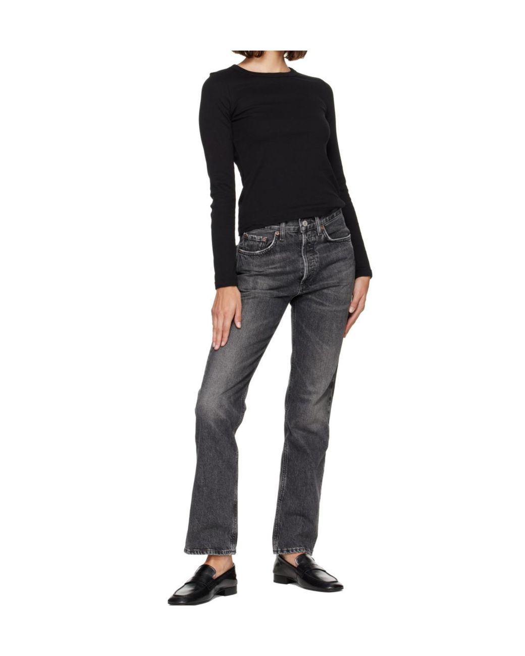 Agolde Gray Lana Straight-Leg Jeans