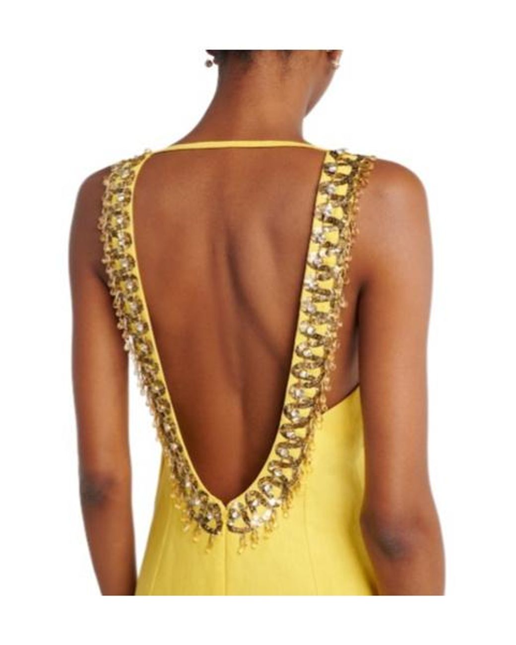 Valentino Yellow Embellished Linen Gown