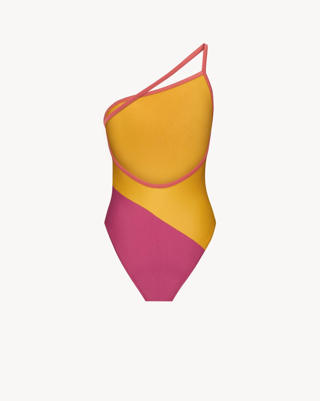 Saint Laurent Yellow One-Shoulder Backless Swimsuit