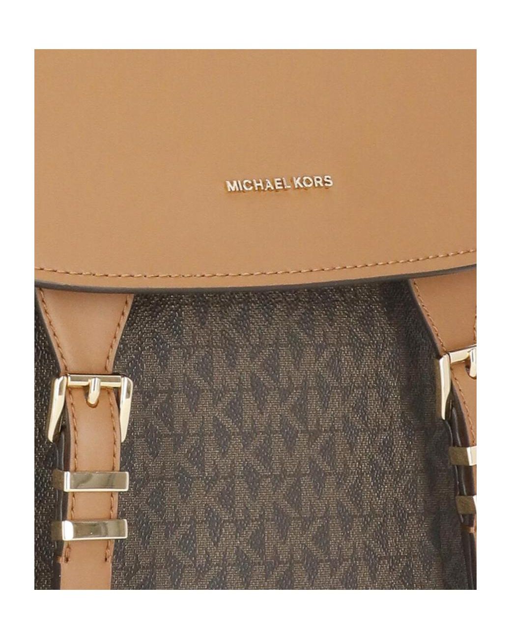 Michael Kors Black Quinn Monogram Buckle-Detail Backpack