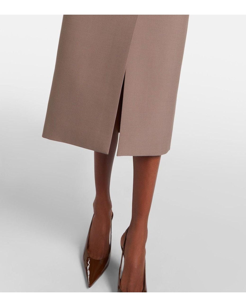 Mugler Brown High-Rise Pencil Skirt