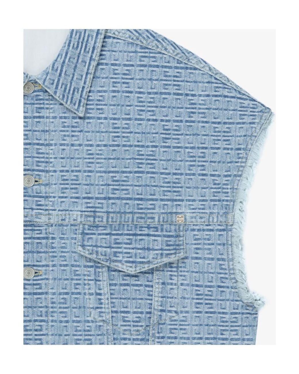 Givenchy Blue 4G Denim Button-Up Vest for men