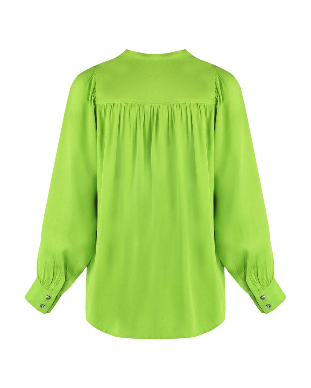 Yves Salomon Green Crepe Curved Hem Shirt