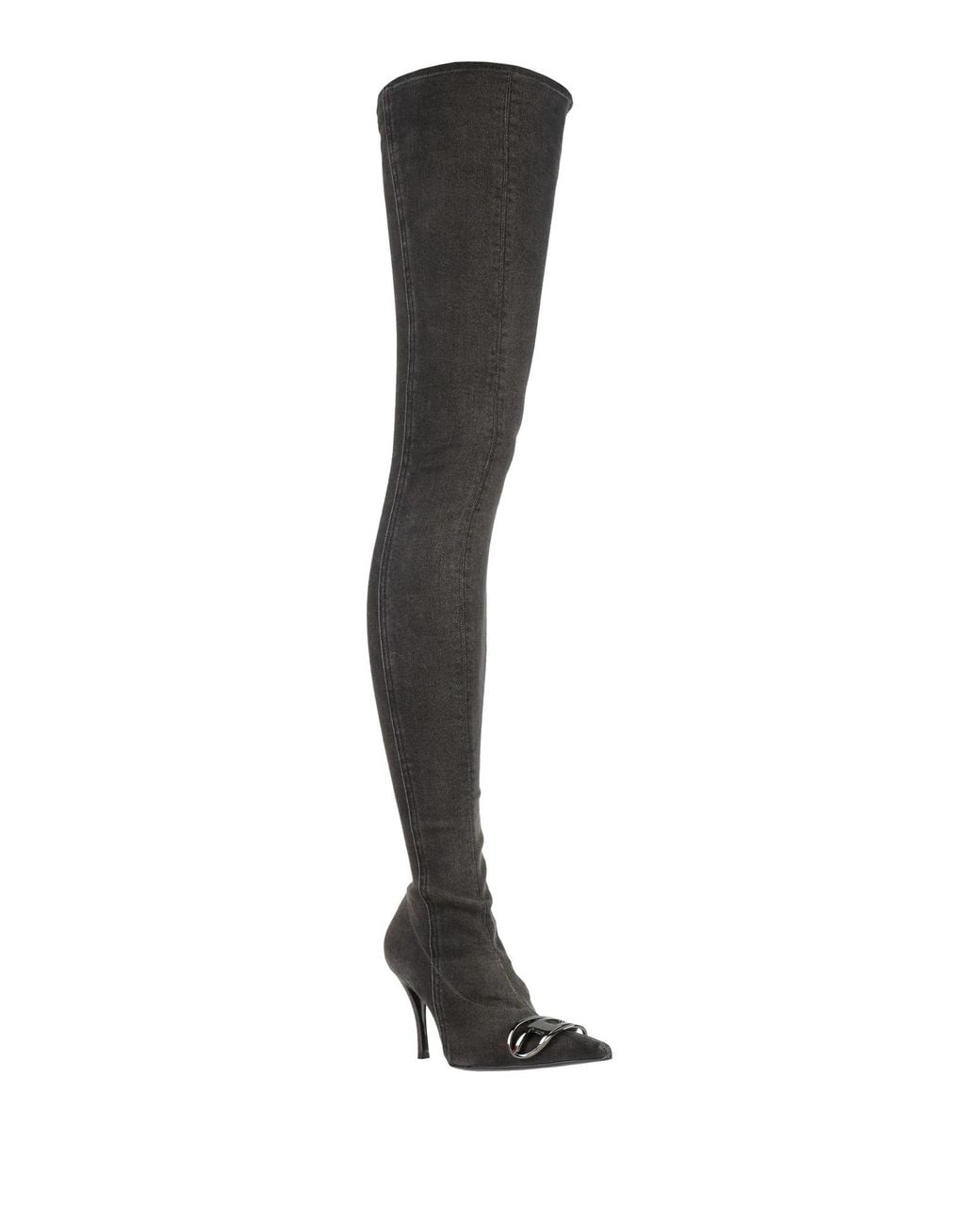 DIESEL White Denim Over-The-Knee Boots