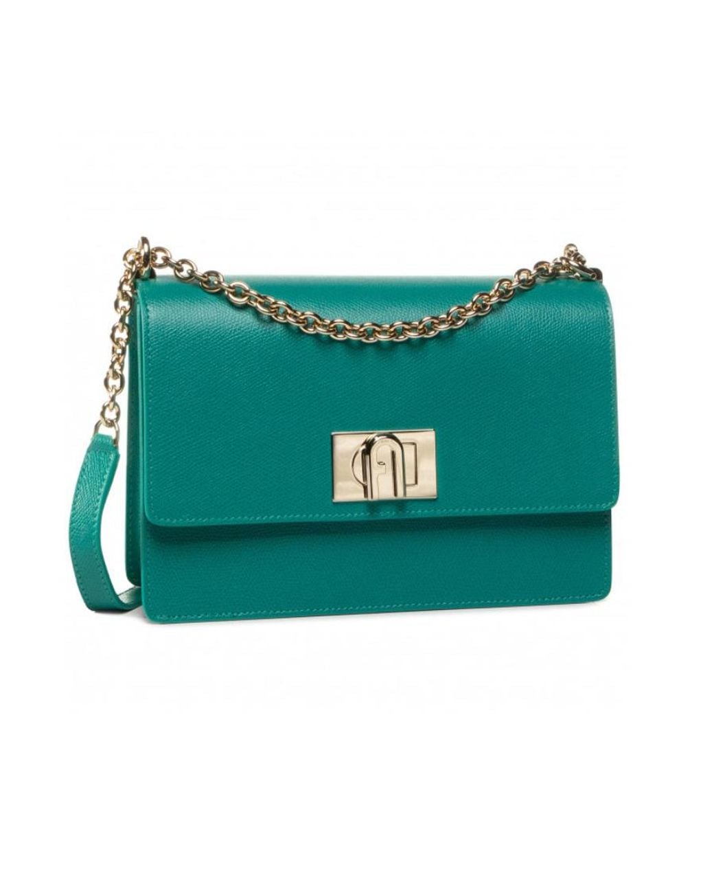 Furla Green Turn-Button Shoulder Bag