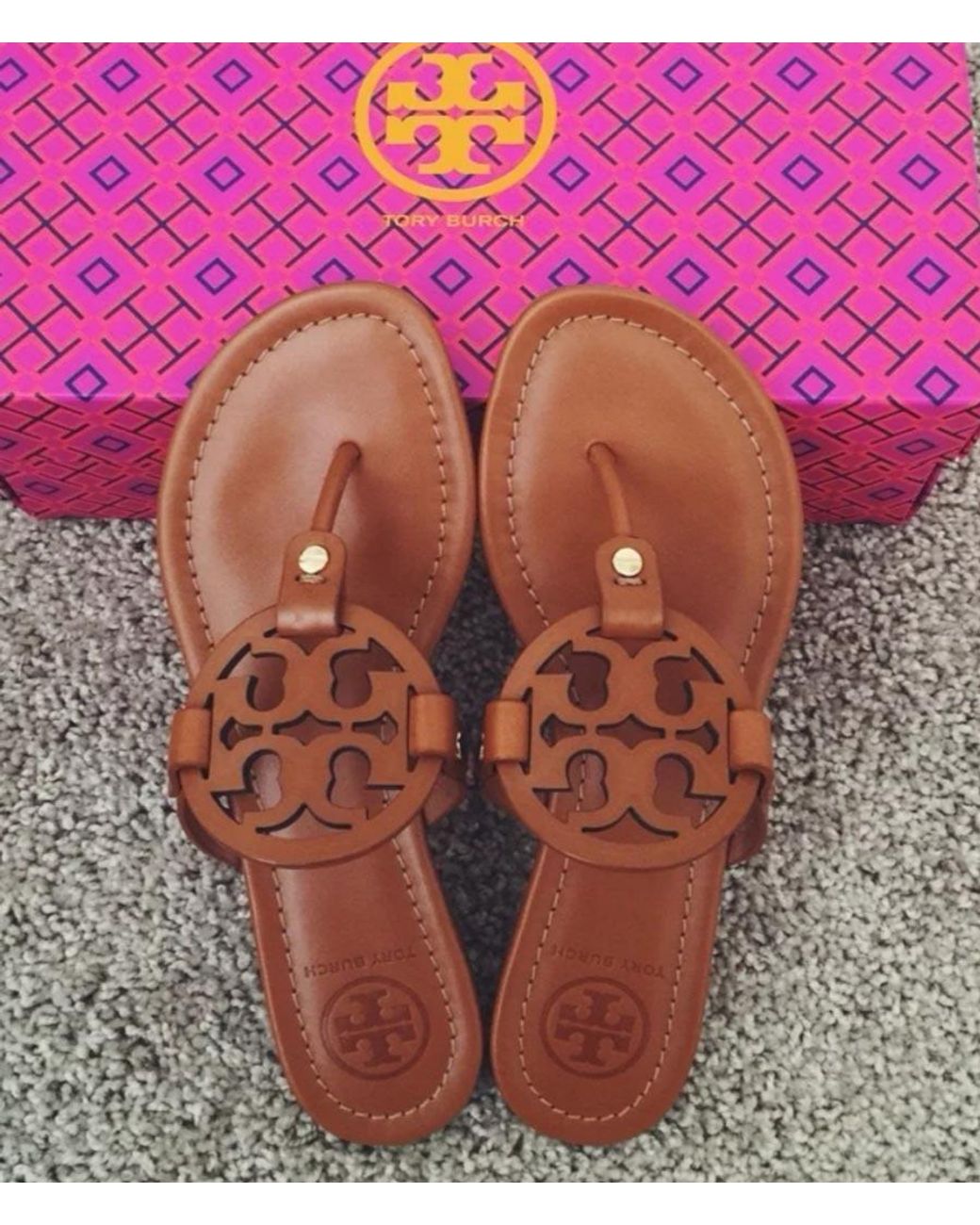 Tory Burch Brown Miller Flat Sandals