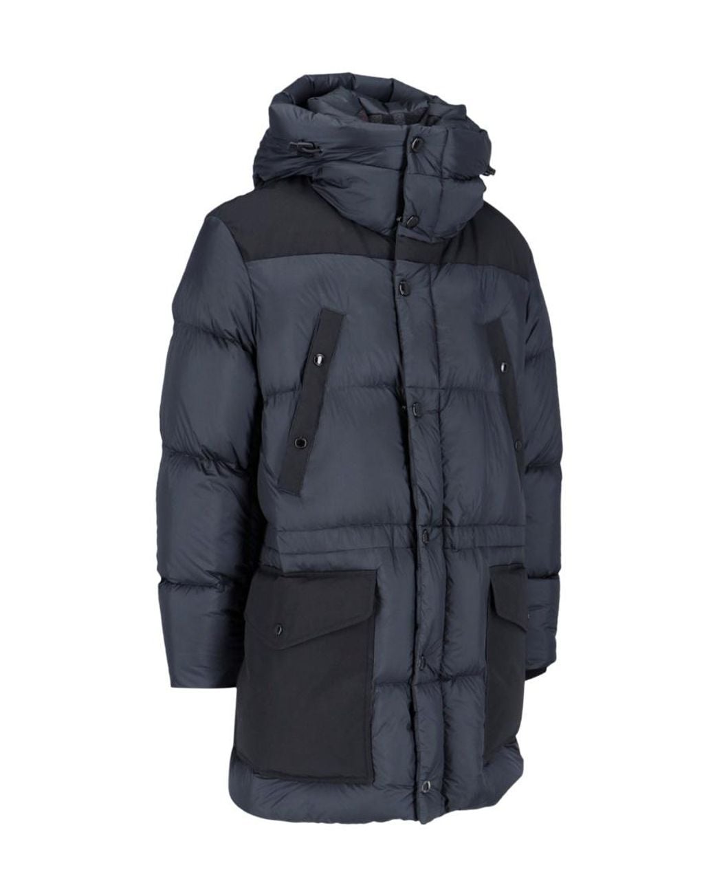 Burberry Blue High-Neck Hooded Coat for men