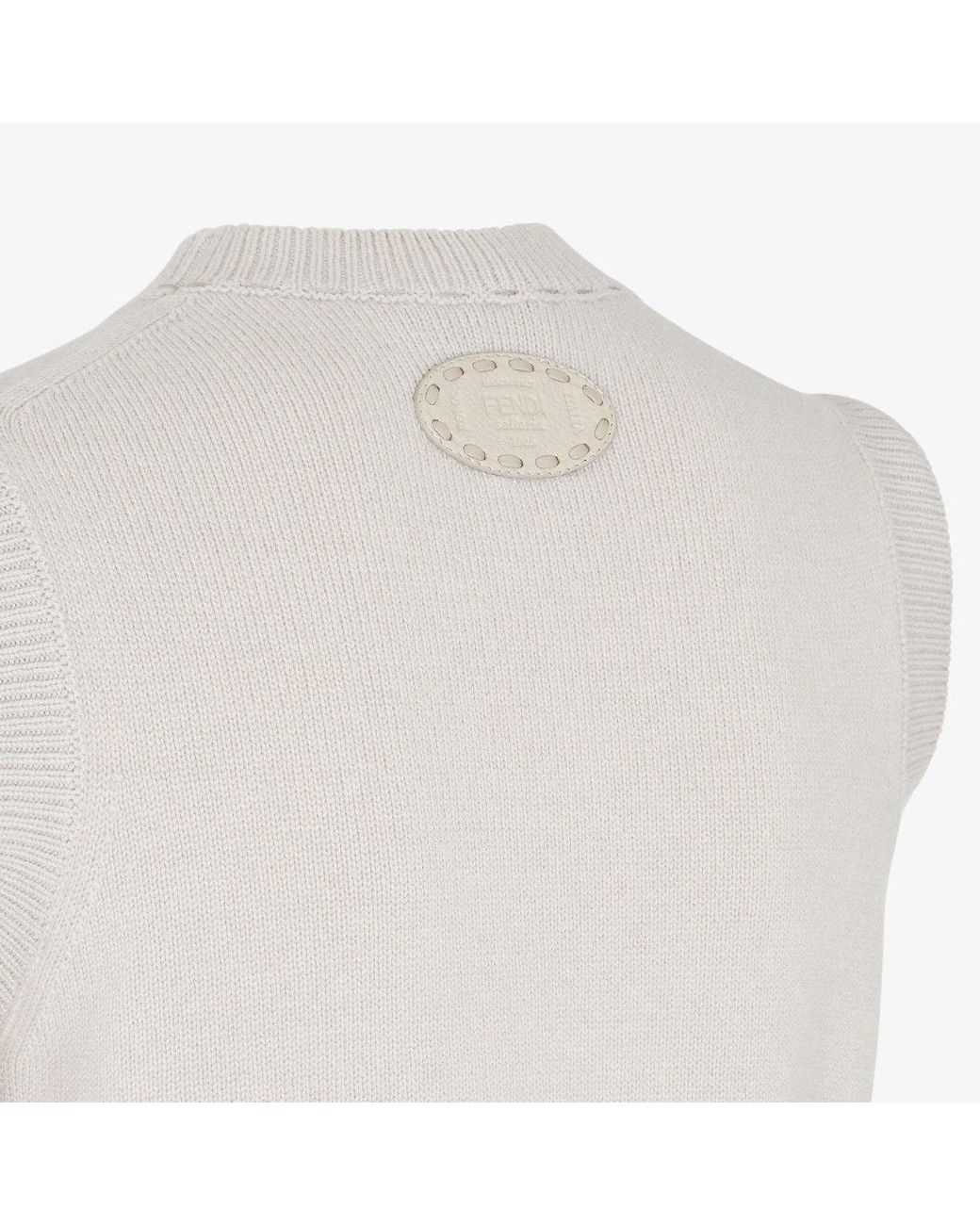Fendi White Crewneck Knitted Gilet