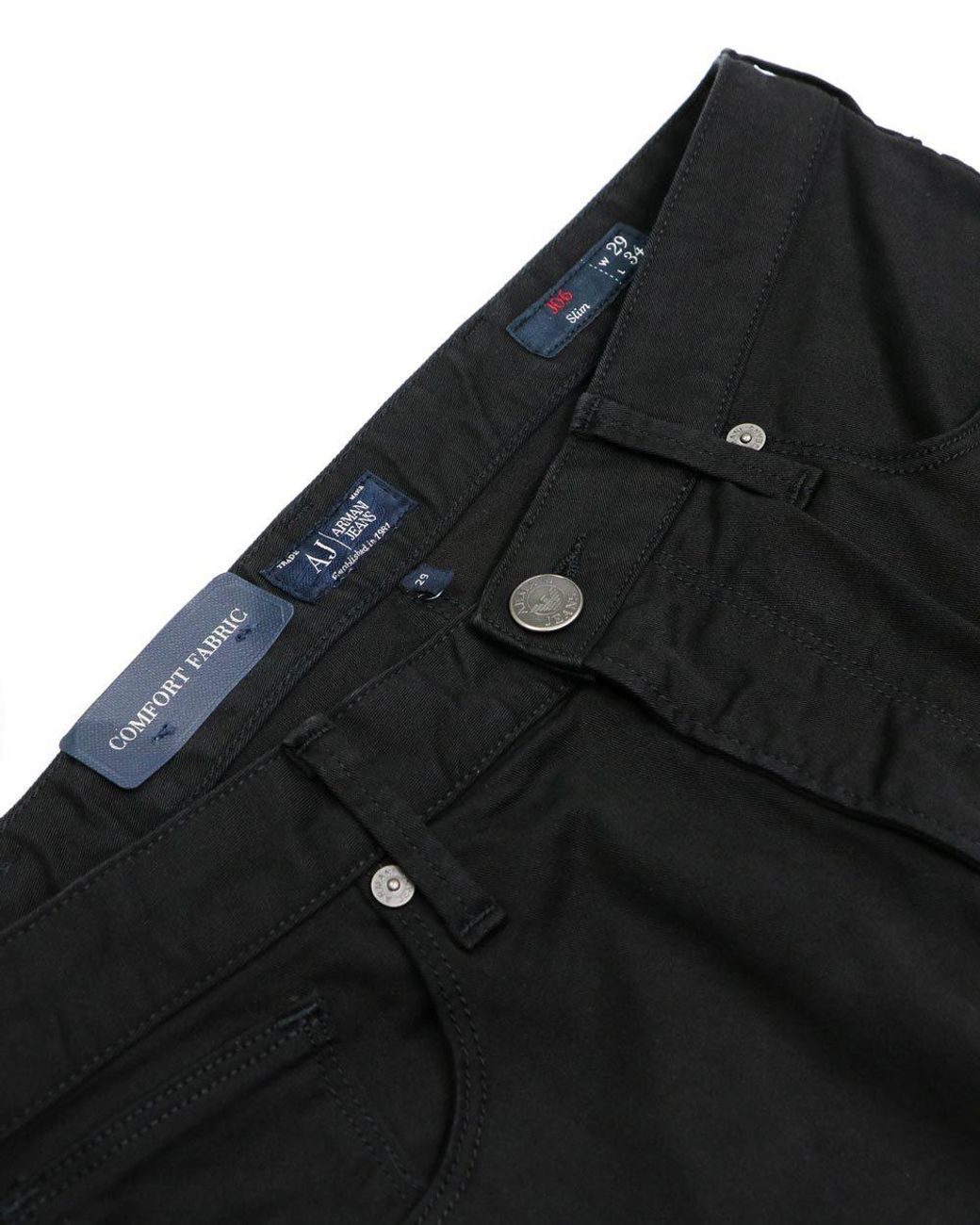 Armani Jeans Black Belt-Loop Jeans for men