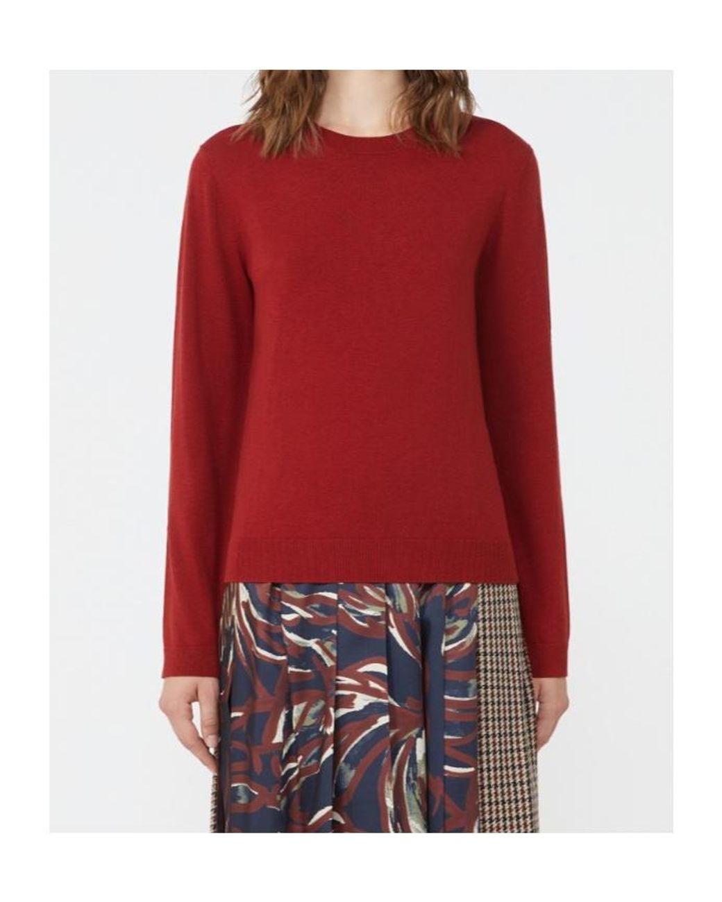 Weekend by Maxmara Red Silk And Wool Yarn Pullover