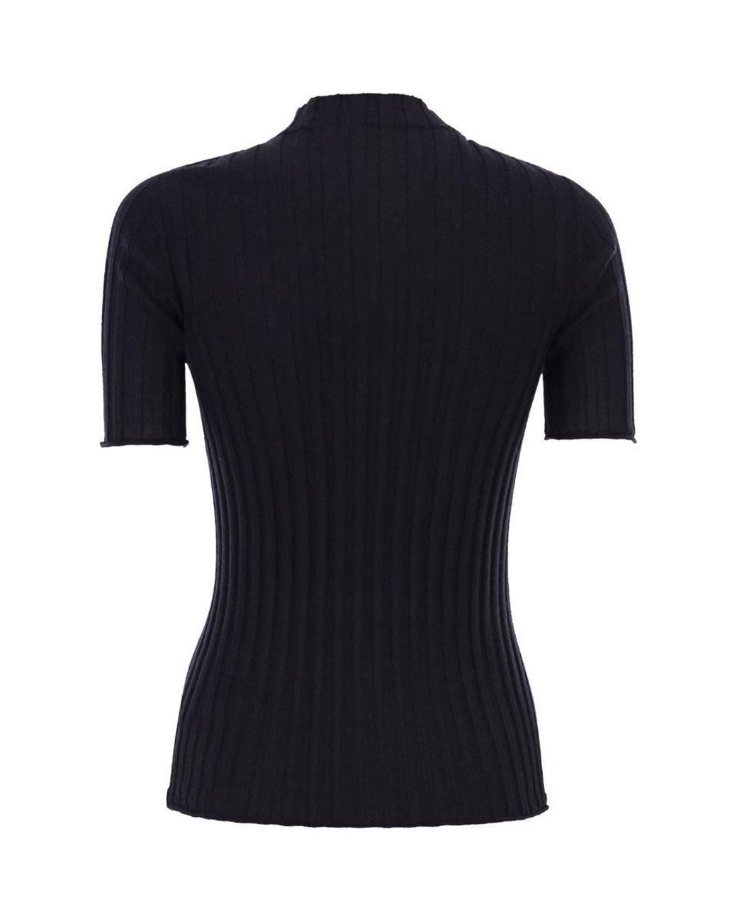 Peserico Black Short-Sleeved Ribbed Sweater