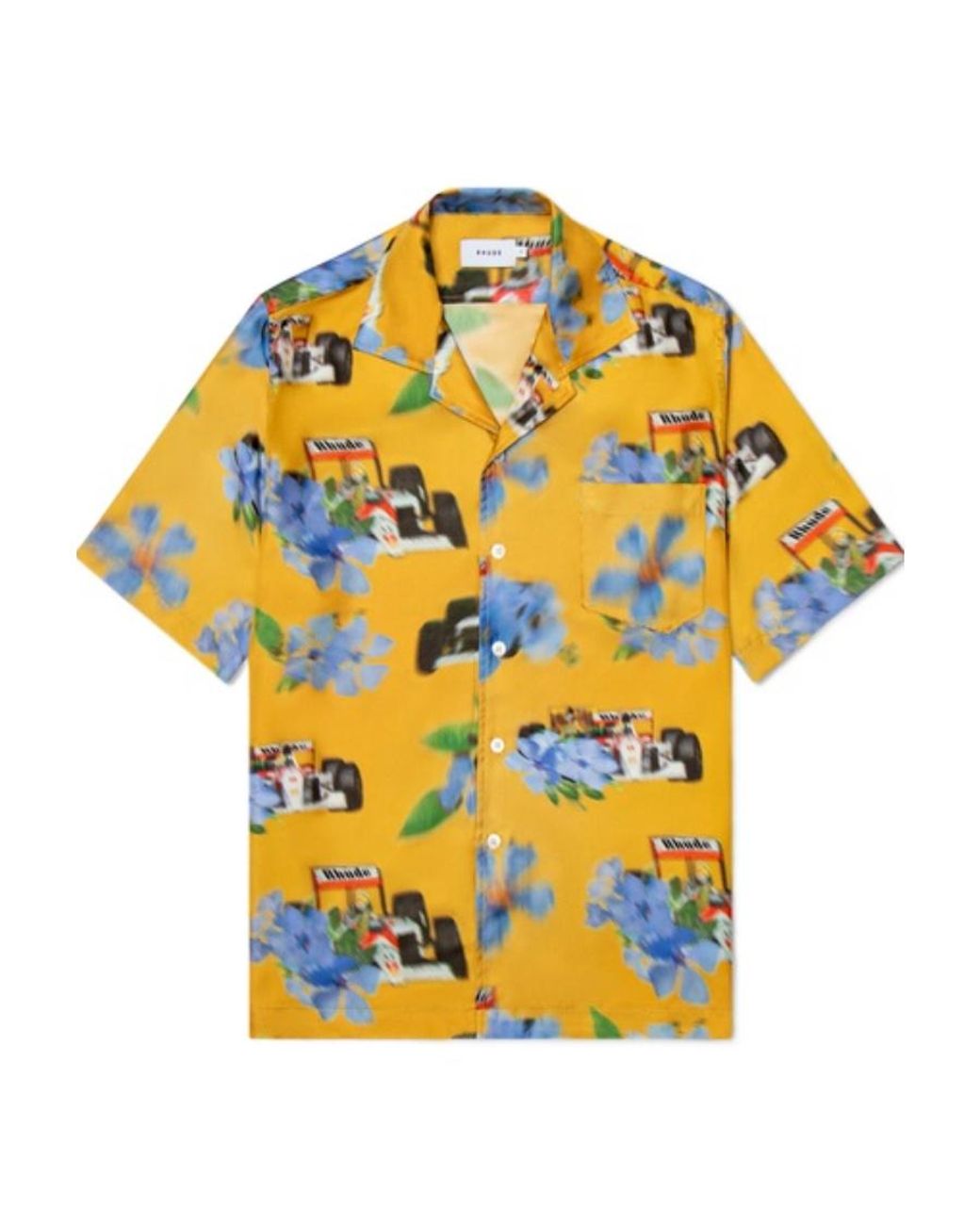 Rhude Yellow Loix Floral Printed Shirt for men