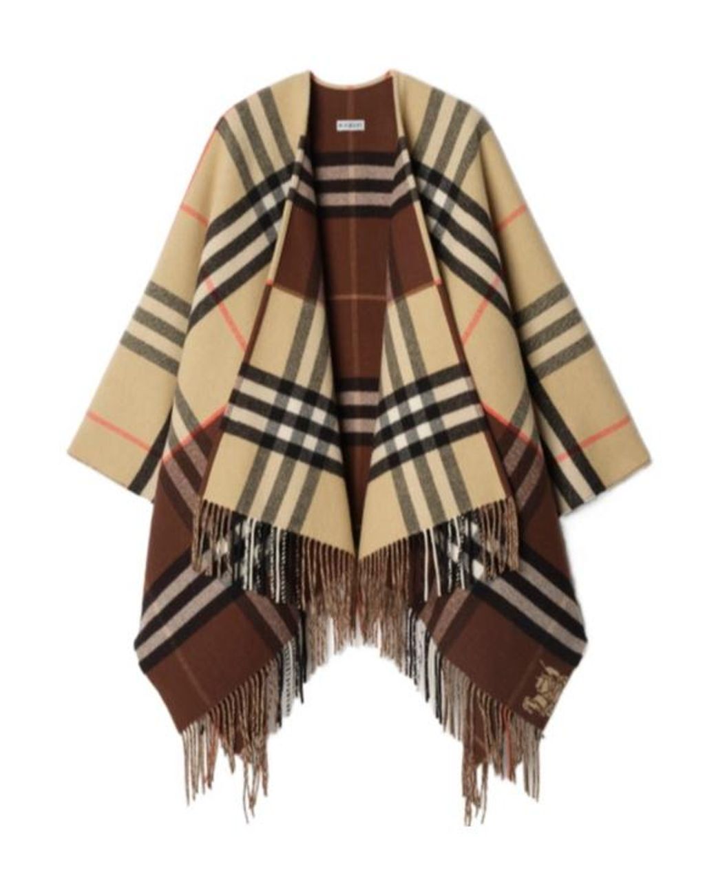 Burberry Multicolor Checkered Fringed Cape