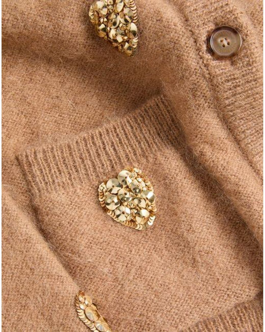 Valentino Brown Embroidered Knitted Cardigan