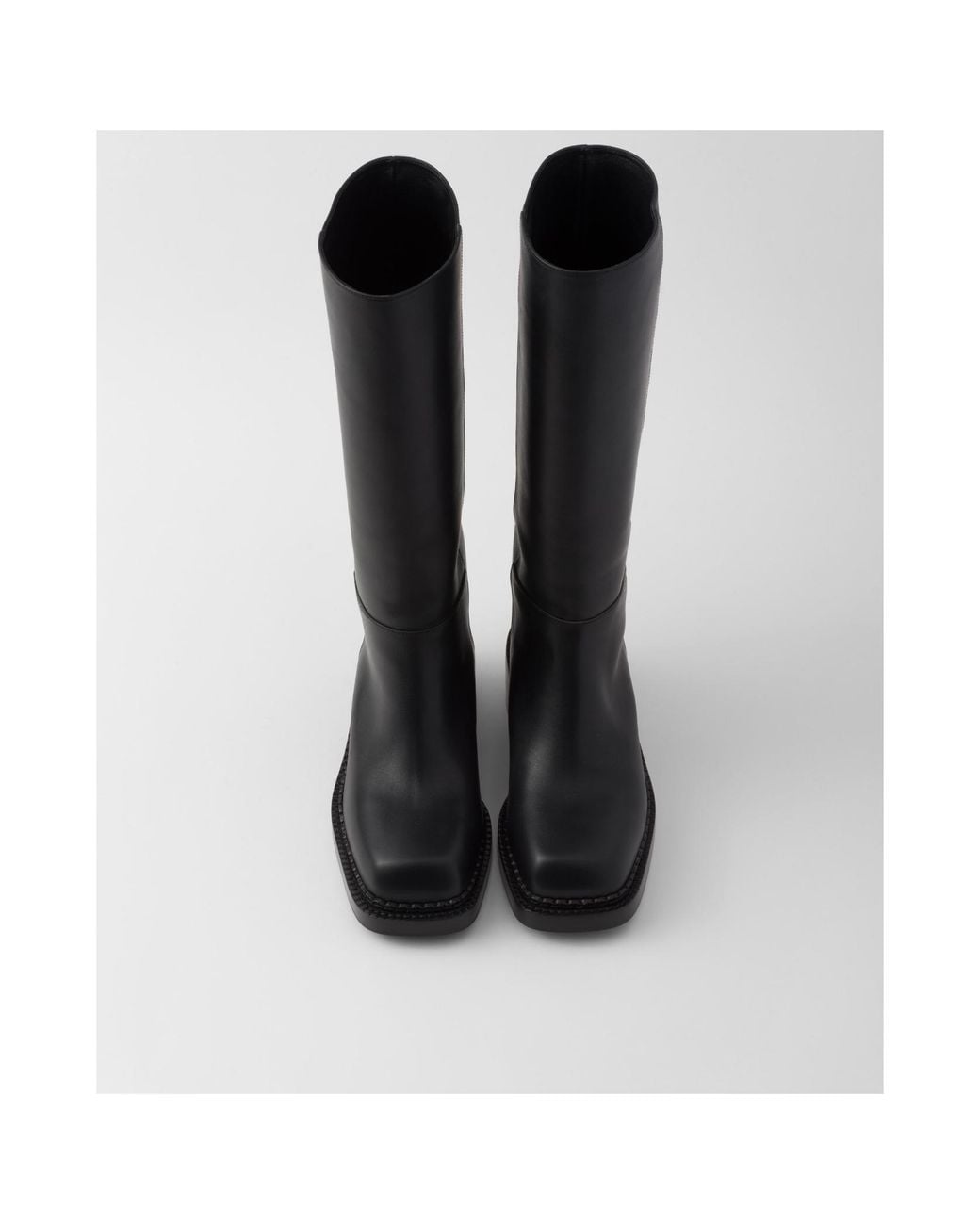 Prada Black Square-Toe Knee-High Boots