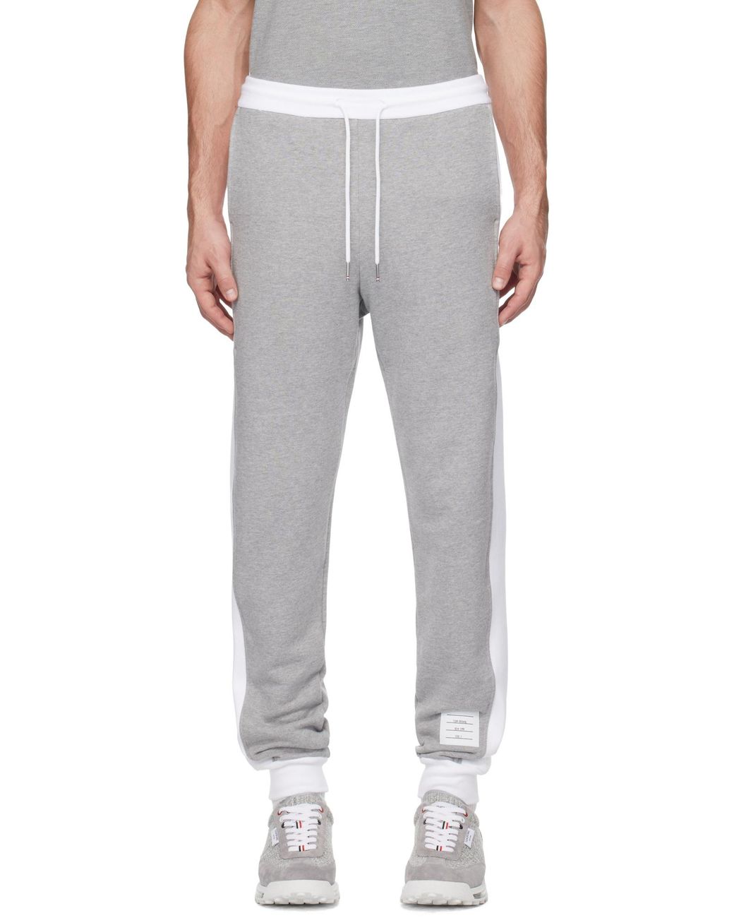 Thom Browne Gray Mid-Rise Jersey Track Trousers for men