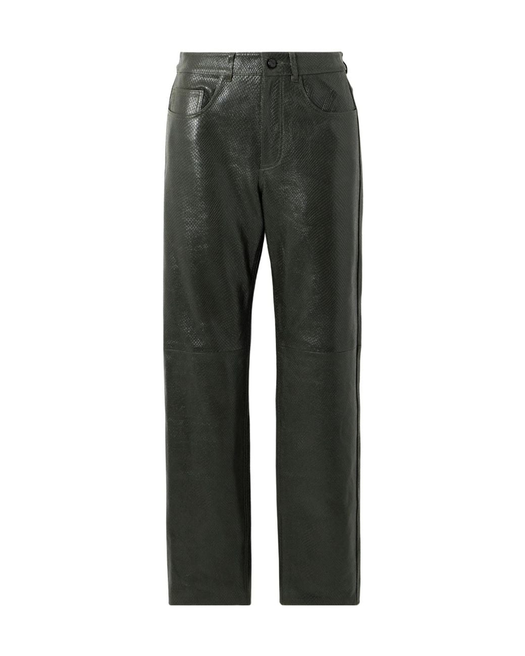 Blazé Milano Gray Emera Snake-Effect Leather Straight-Leg Pants