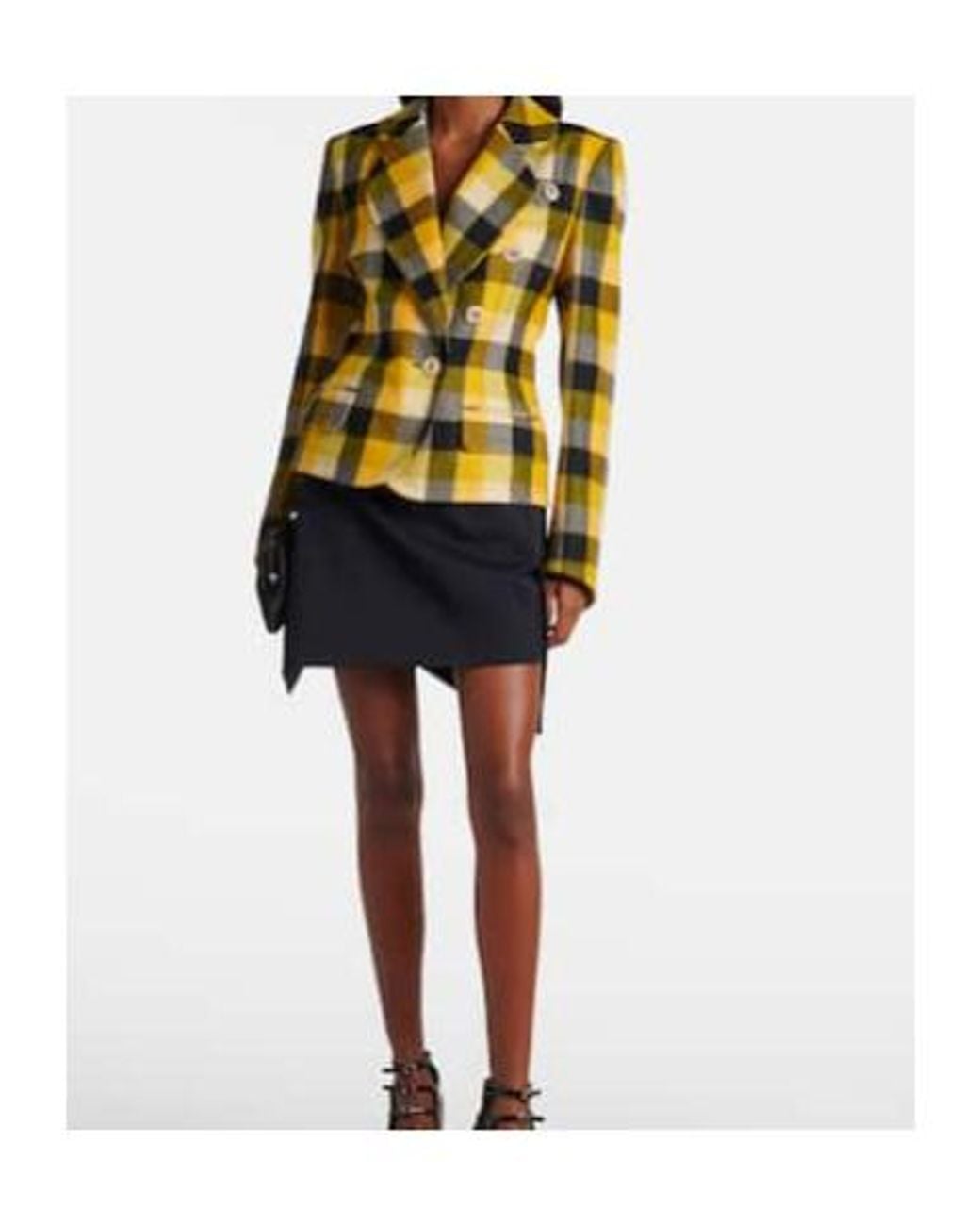 Vivienne Westwood Yellow Georgia Checked Virgin Wool Blazer
