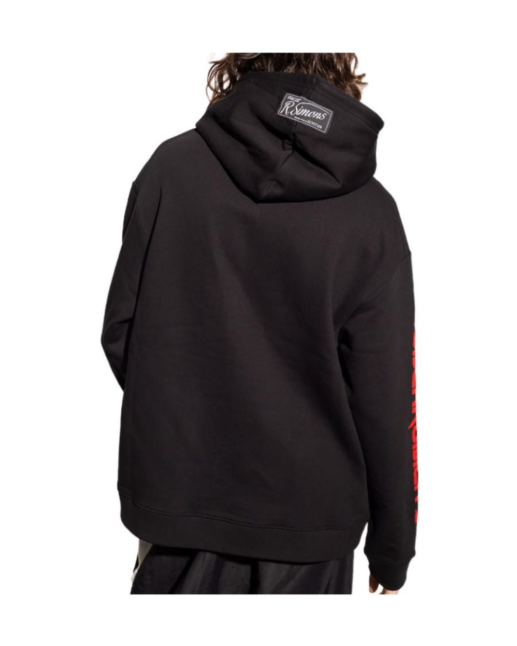 Raf Simons Blue Logo Embroidered Drawstring Hoodie for men