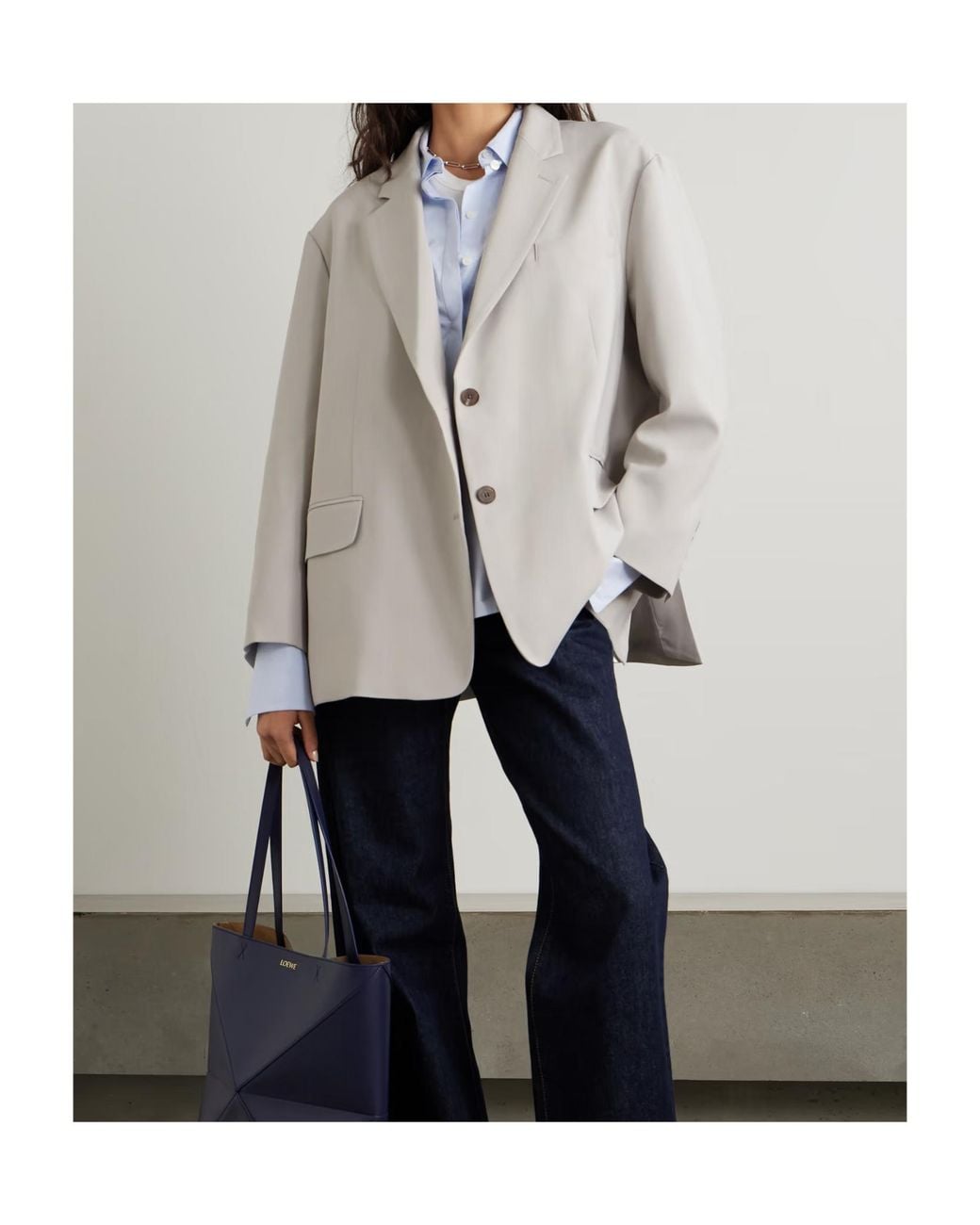 Frankie Shop White Bea Single-Breasted Oversized Blazer