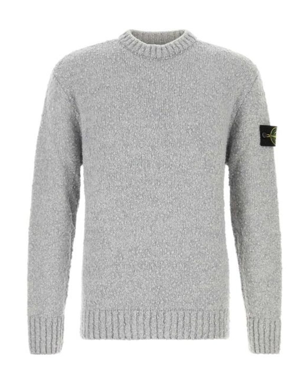 Stone Island Gray Crew Neck Knitted Sweater for men