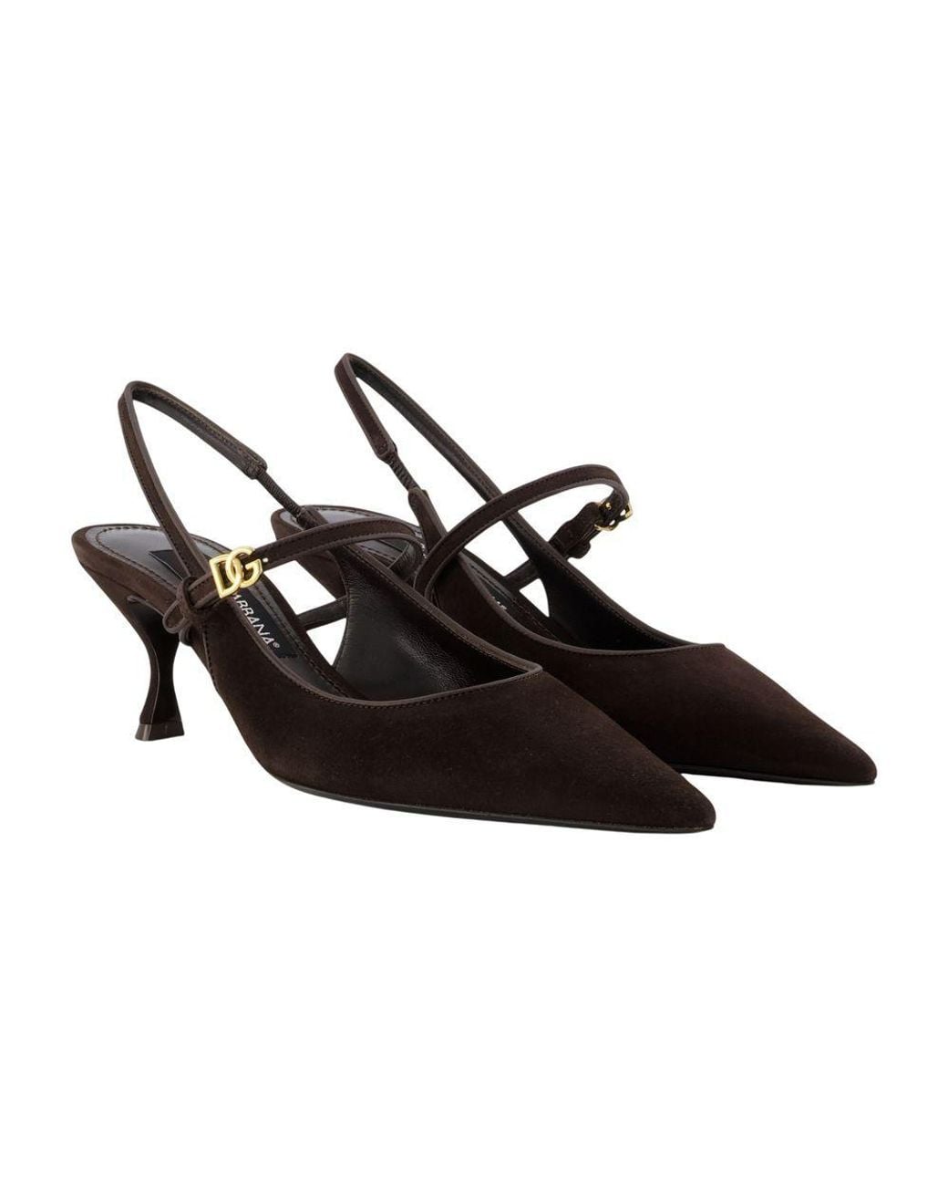 Dolce & Gabbana Brown Pointed Toe Slingback Pumps