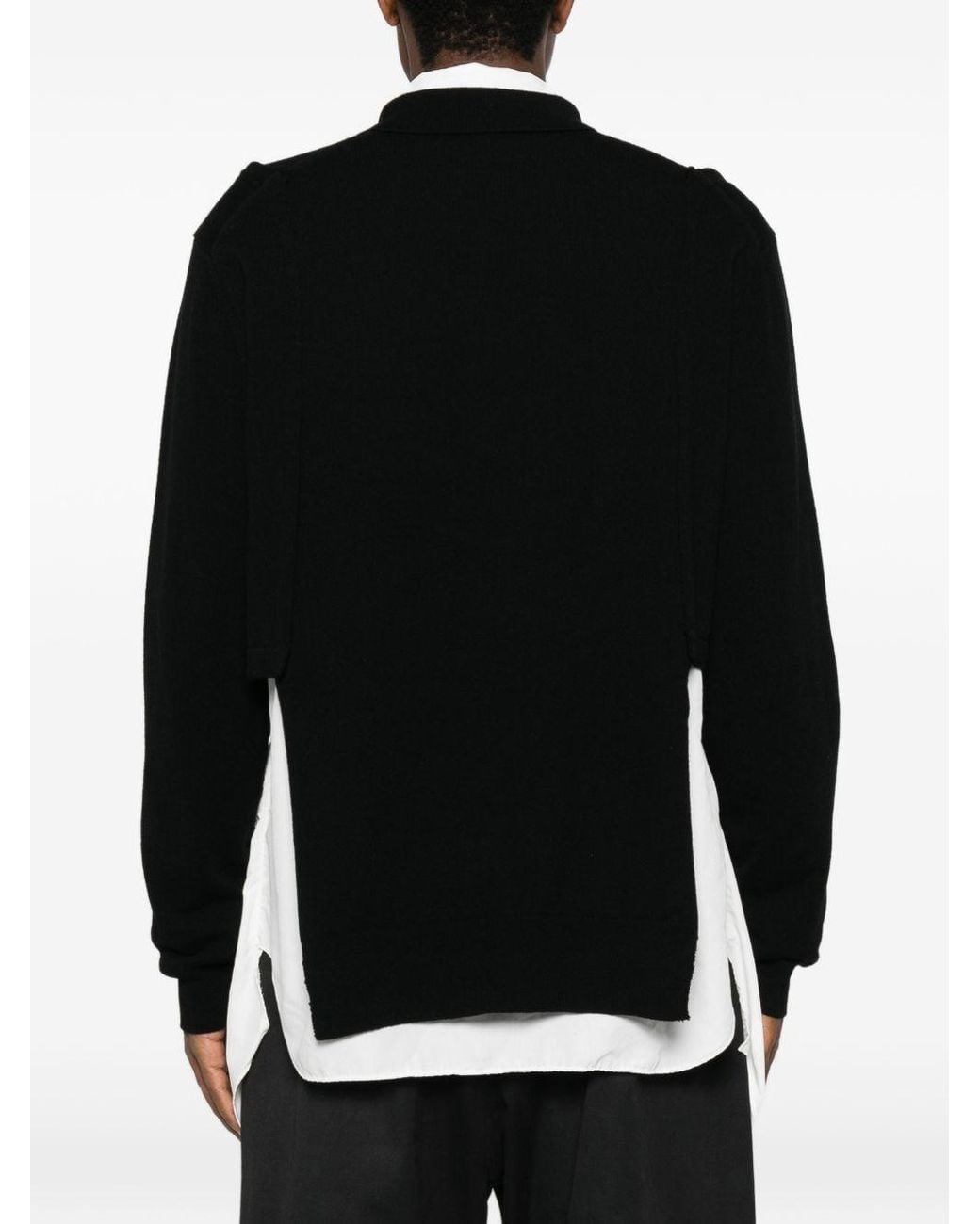 Comme des Garçons Black Long-Sleeve Knitted Polo Shirt for men