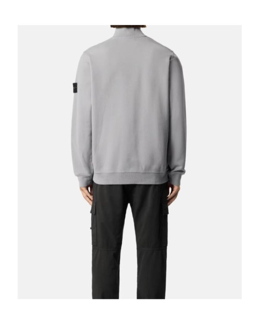 Stone Island Gray Logo Patch Half-Zipped Sweatshirt for men