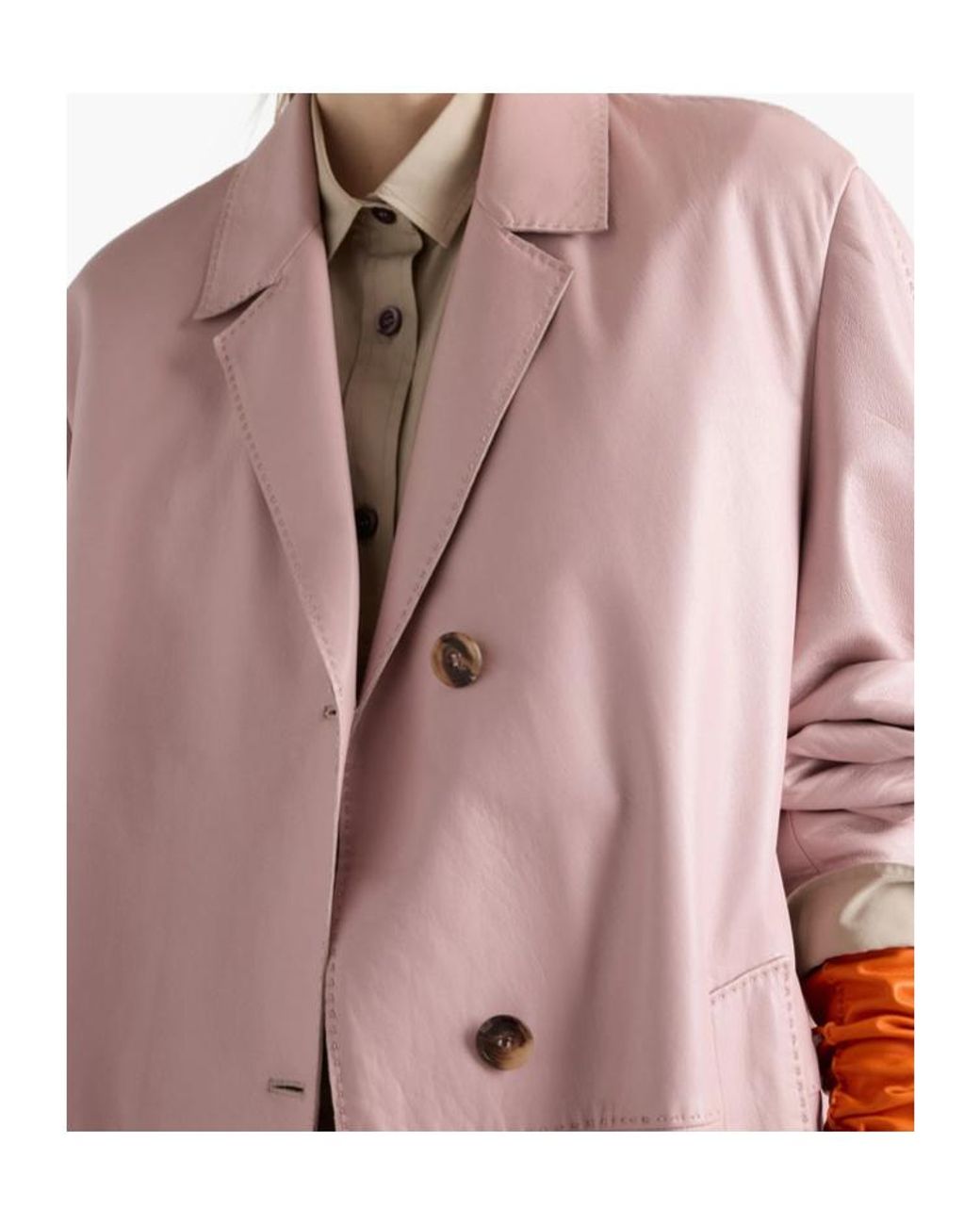 Prada Pink Nappa Leather Coat