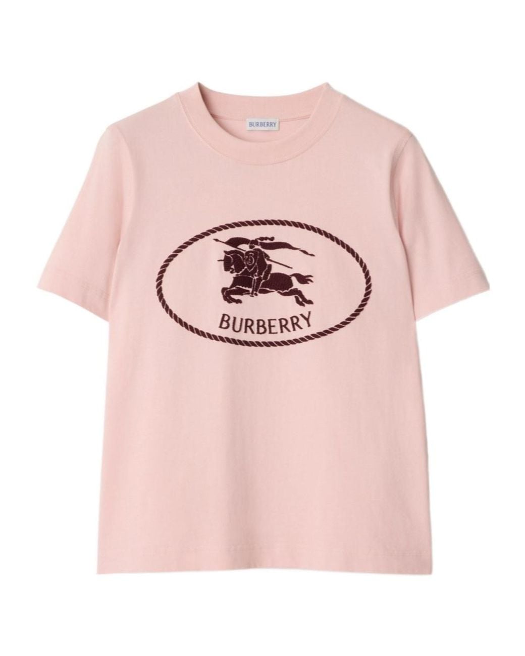 Burberry Pink Knight Stamp Crewneck T-Shirt