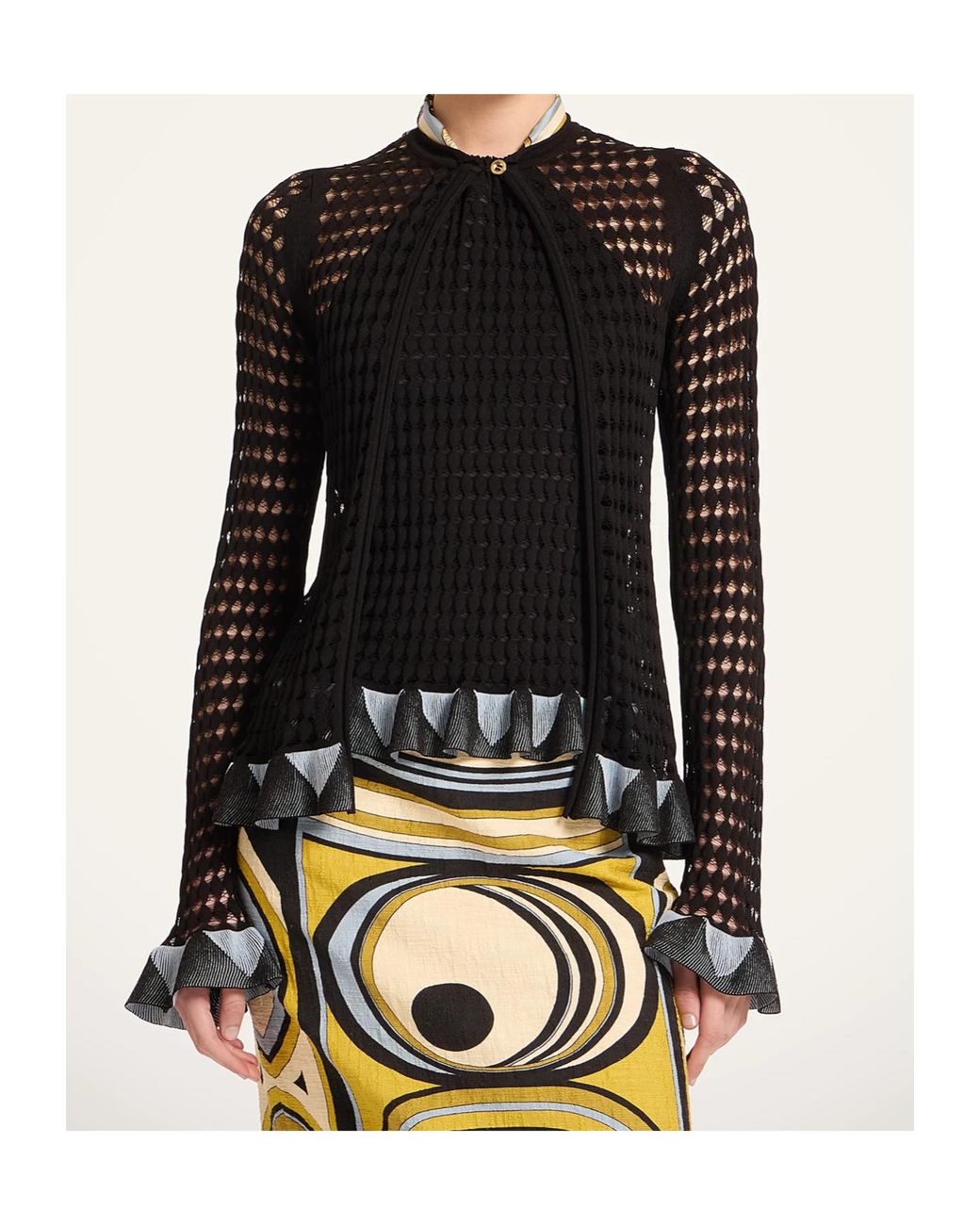 LaDoubleJ Black La Doublej Geometric Ruffle Cardigan