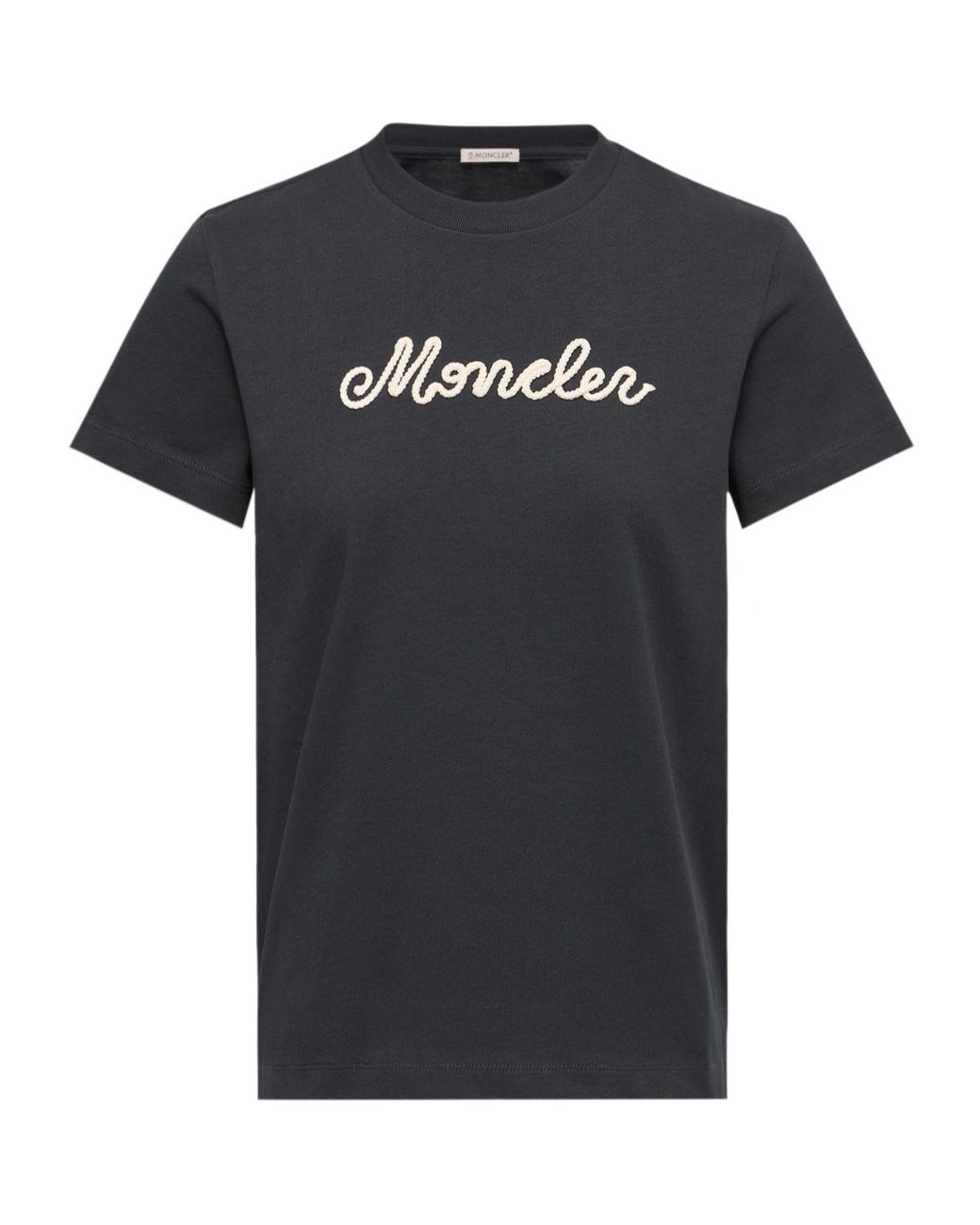 Moncler Black Logo Embroidered Crewneck T-Shirt