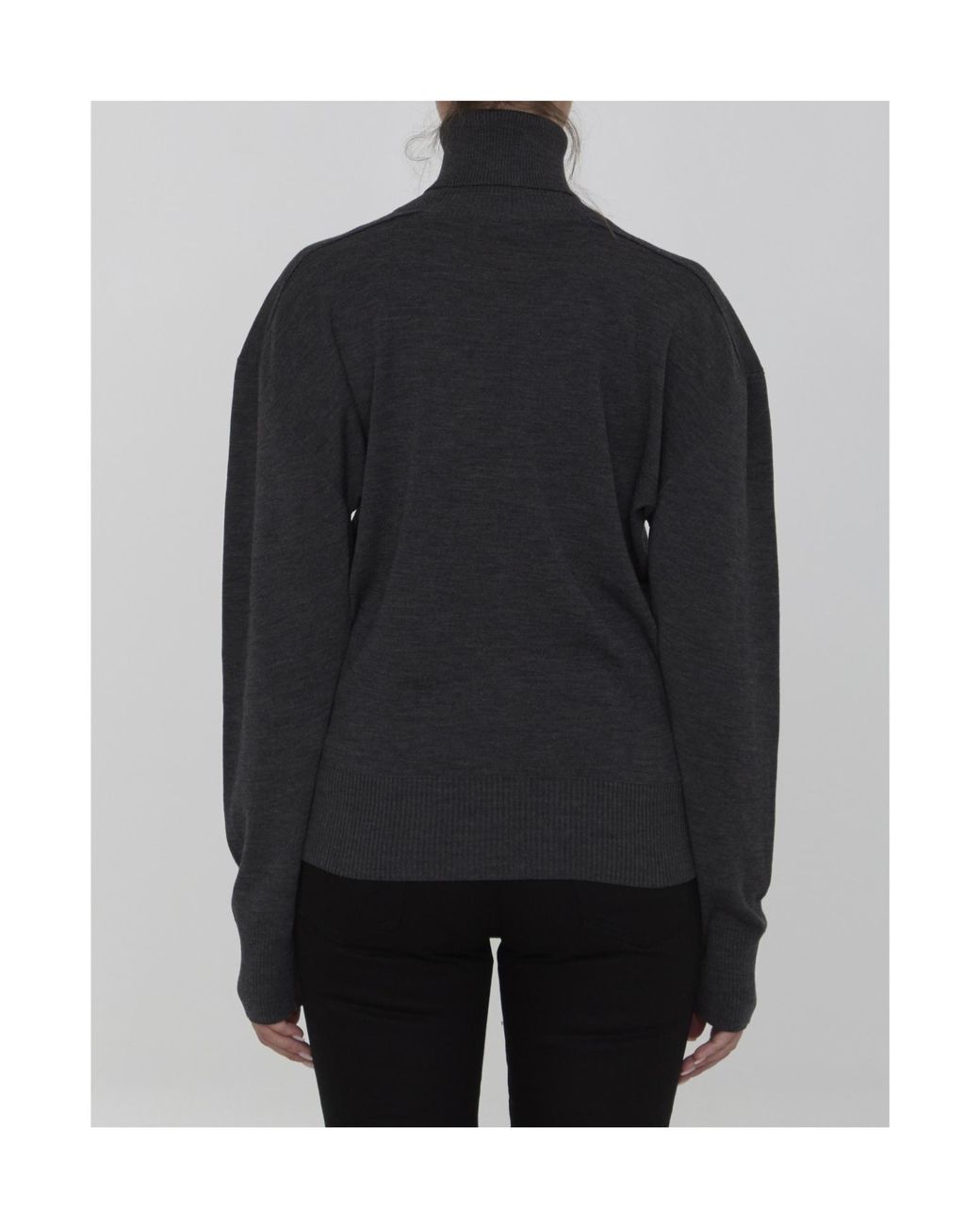 Burberry Black High-Neck Wool Knit Sweater