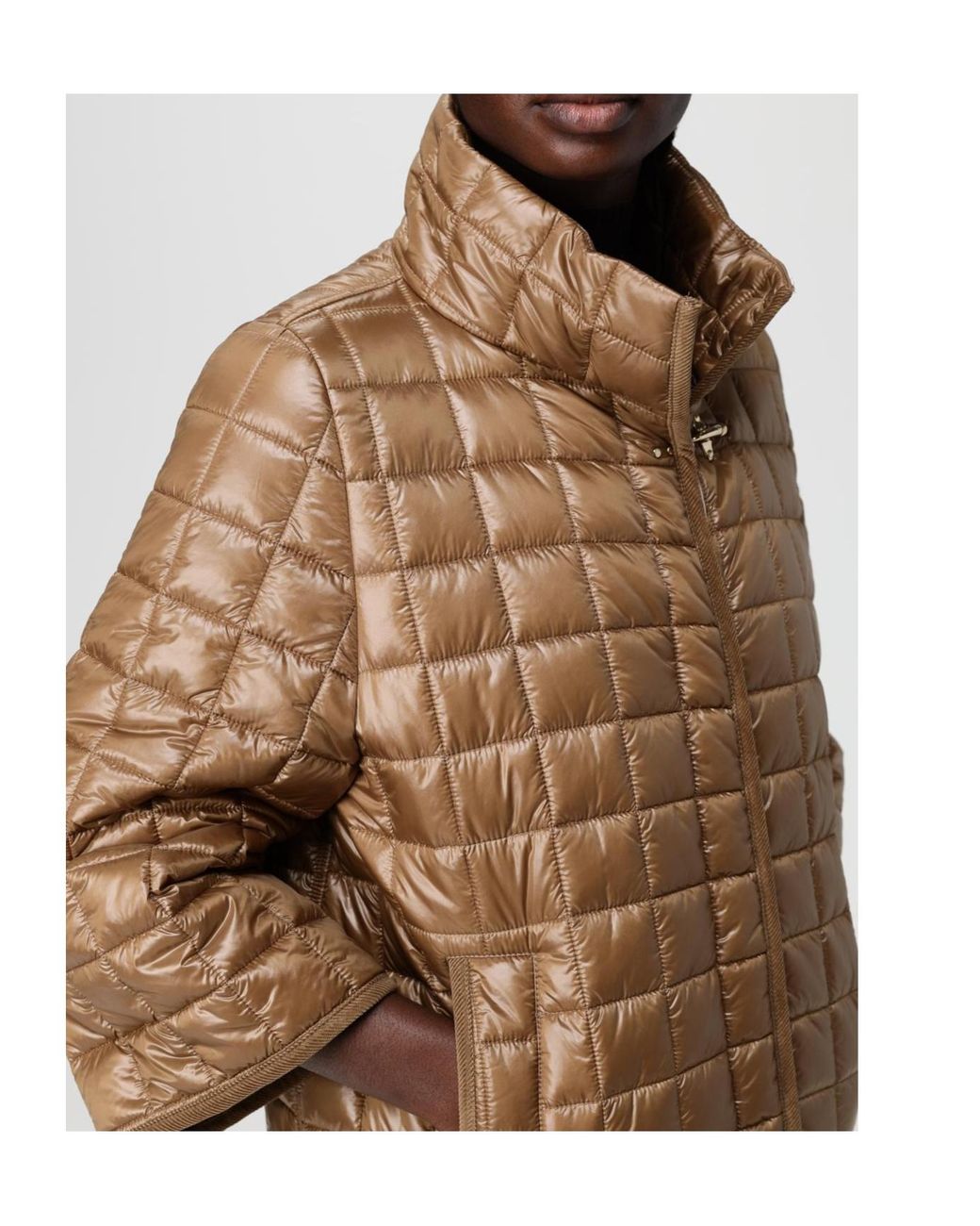 Fay Brown Quilted Toggle Coat