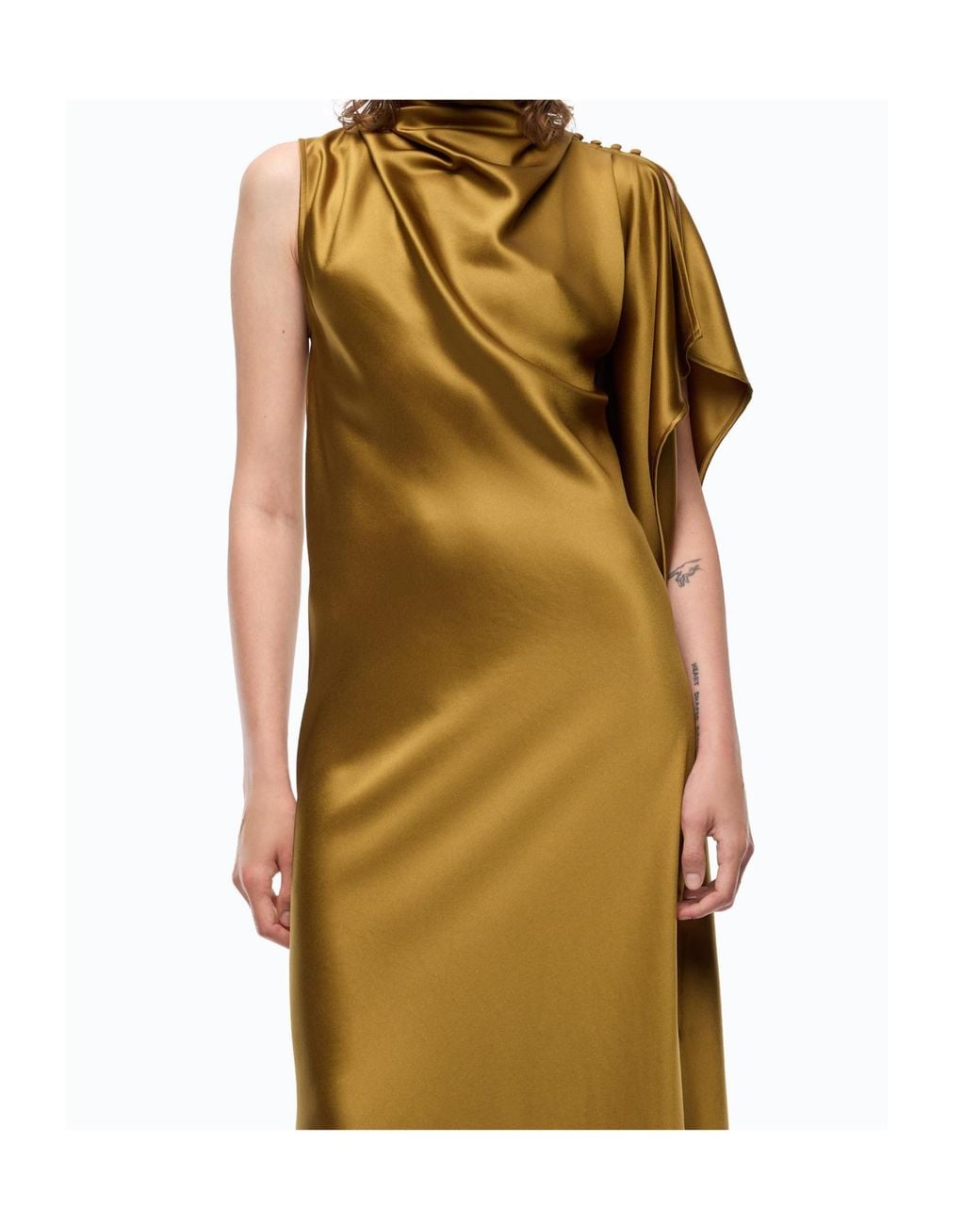 Pinko Metallic Draped Cutout-Detail Dress
