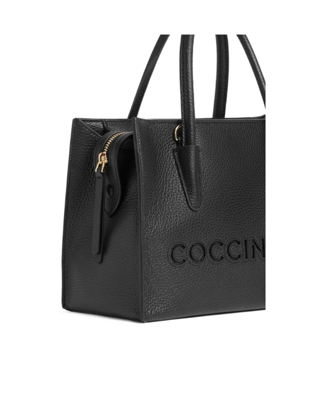 Coccinelle Black Embossed Logo Shoulder Bag