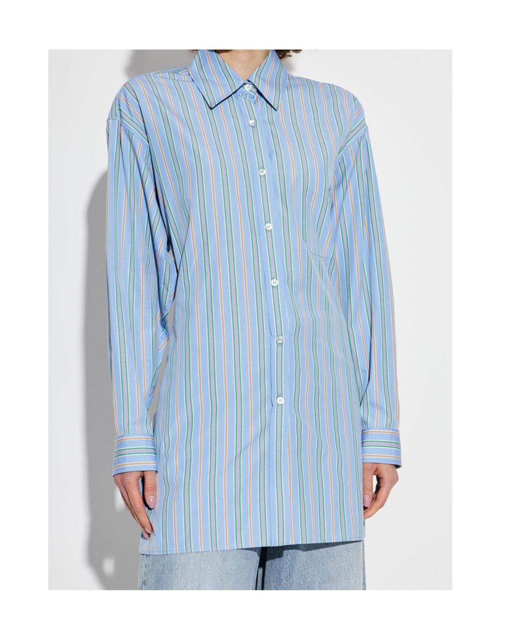 Etro Blue Knot Detailed Striped Poplin Shirt